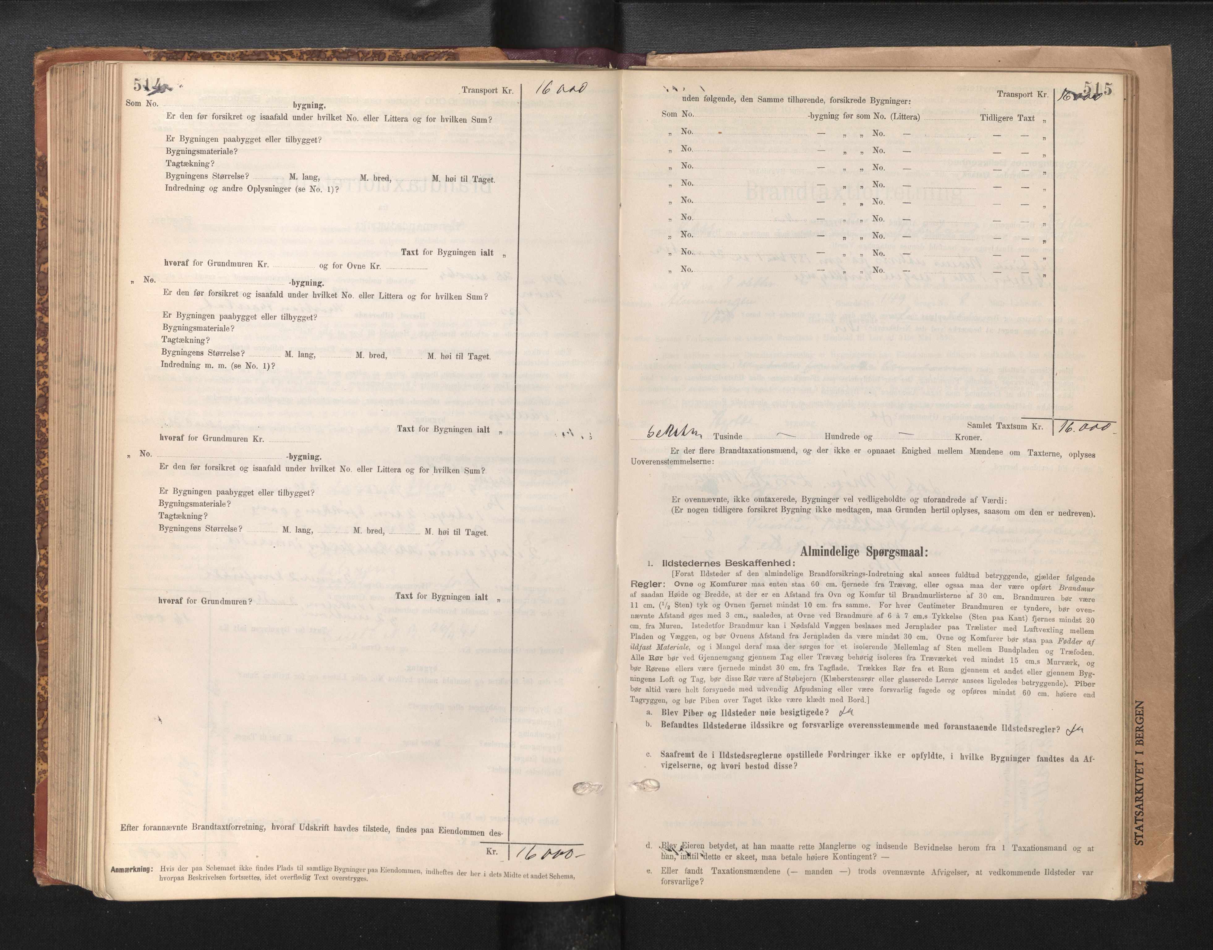 Lensmannen i Voss, AV/SAB-A-35801/0012/L0008: Branntakstprotokoll, skjematakst, 1895-1945, p. 514-515