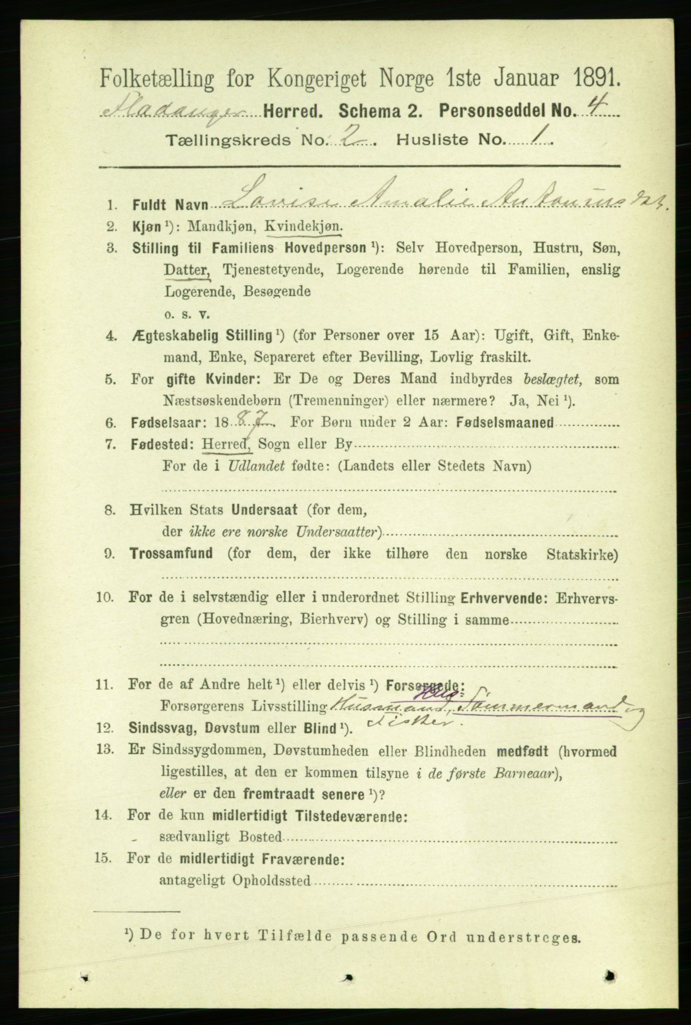 RA, 1891 census for 1749 Flatanger, 1891, p. 715