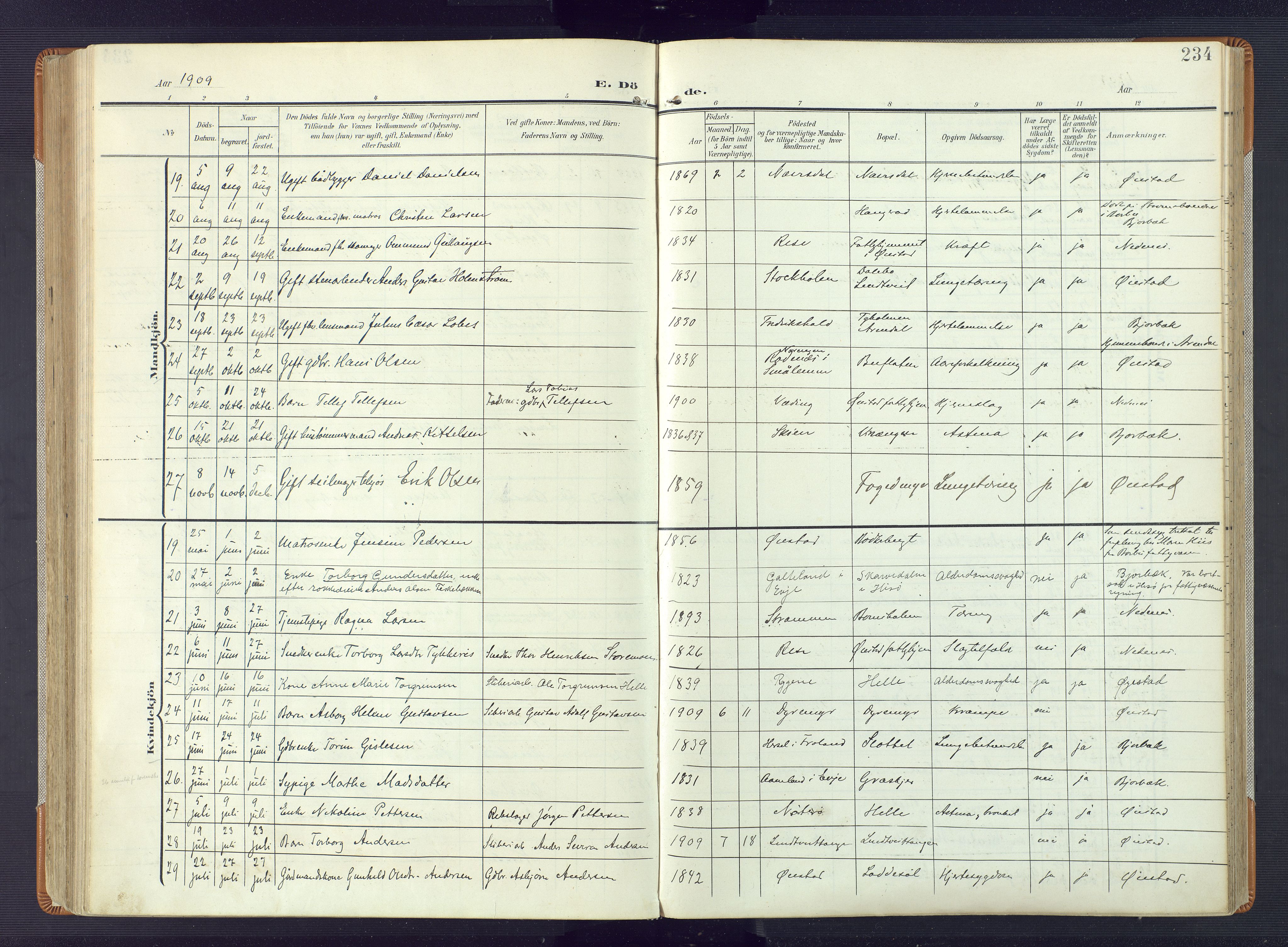 Øyestad sokneprestkontor, AV/SAK-1111-0049/F/Fa/L0019: Parish register (official) no. A 19, 1908-1922, p. 234