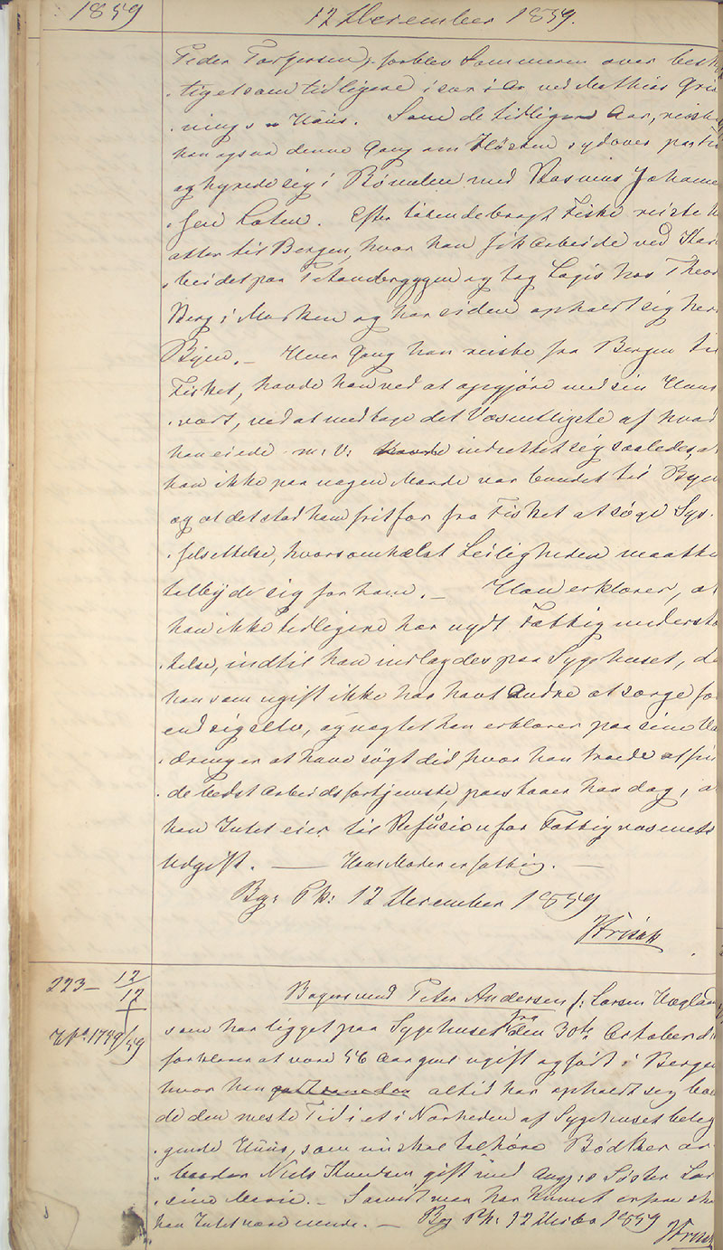Bergen politikammer / politidistrikt, AV/SAB-A-60401/I/Ic, 1859-1863