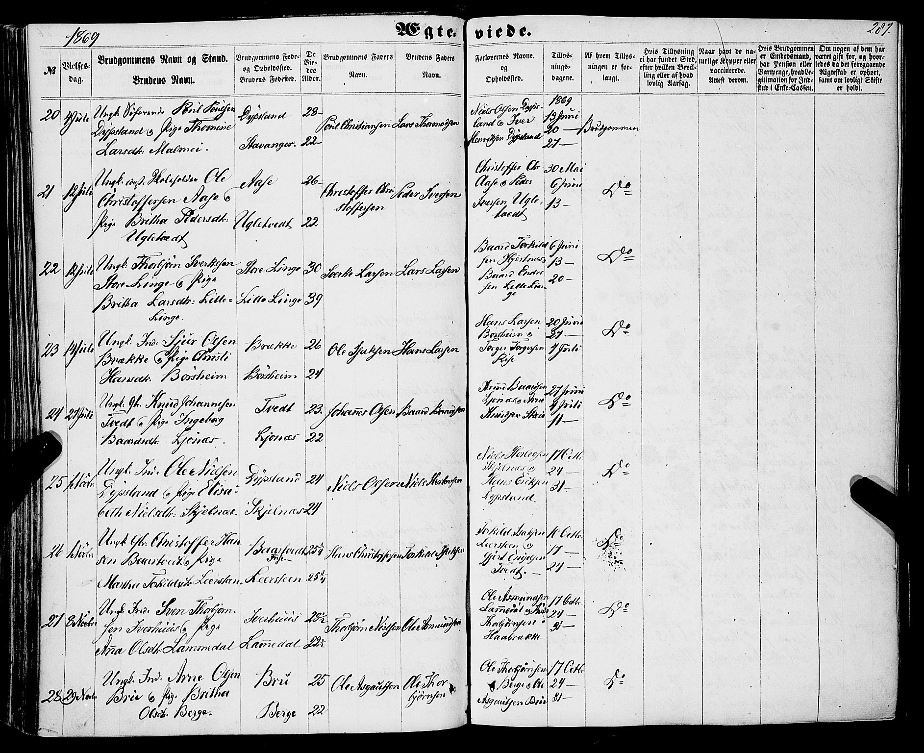 Strandebarm sokneprestembete, AV/SAB-A-78401/H/Haa: Parish register (official) no. A 8, 1858-1872, p. 287