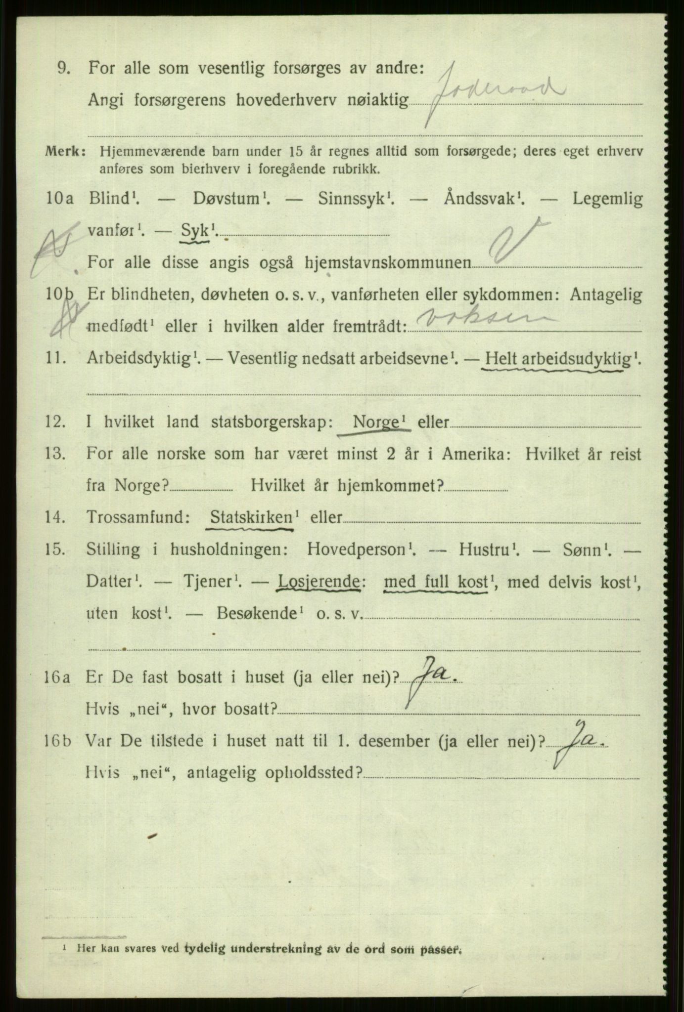 SAB, 1920 census for Voss, 1920, p. 14900