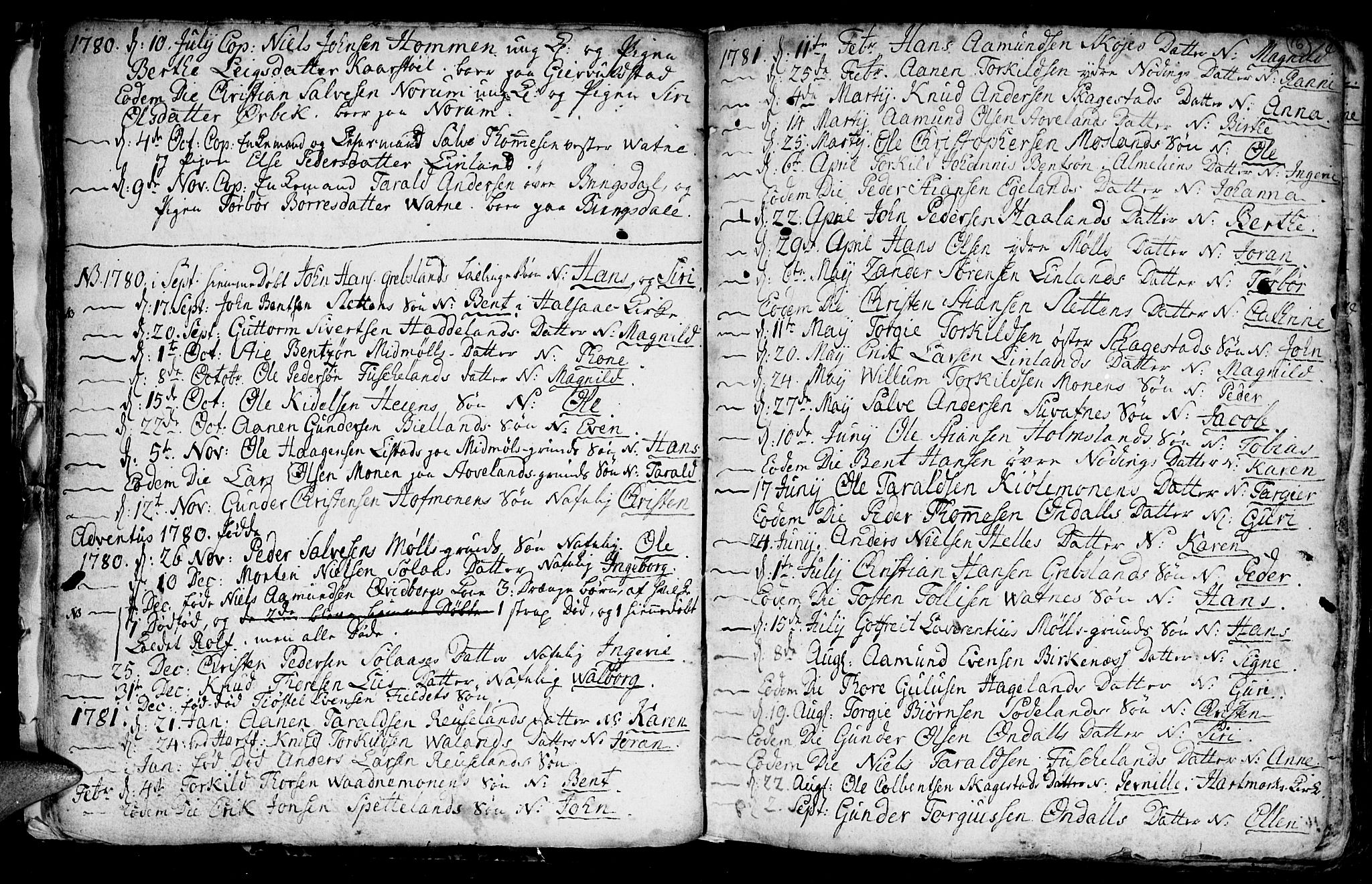 Holum sokneprestkontor, AV/SAK-1111-0022/F/Fb/Fba/L0001: Parish register (copy) no. B 1 /1, 1770-1820, p. 16