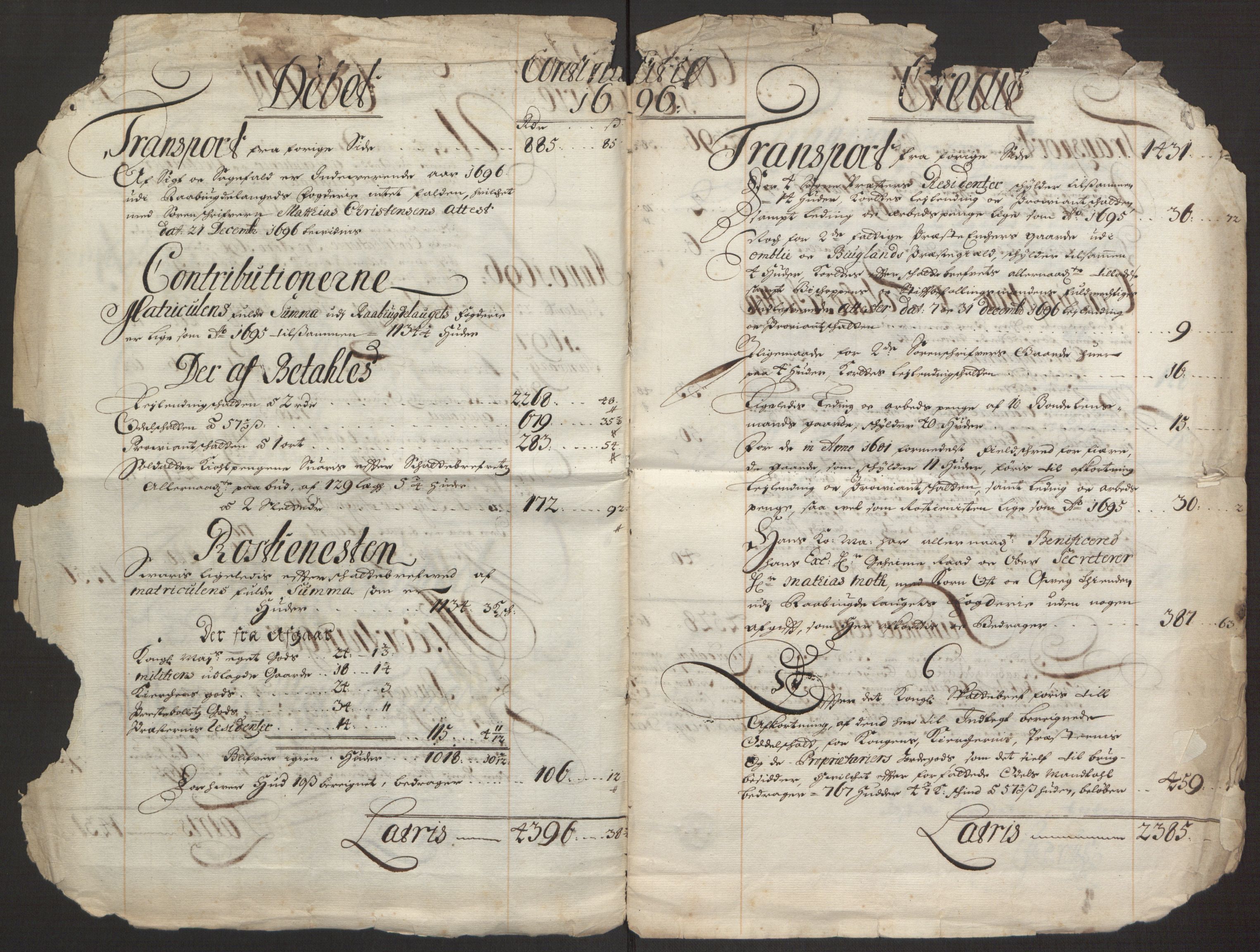 Rentekammeret inntil 1814, Reviderte regnskaper, Fogderegnskap, RA/EA-4092/R40/L2444: Fogderegnskap Råbyggelag, 1693-1696, p. 302