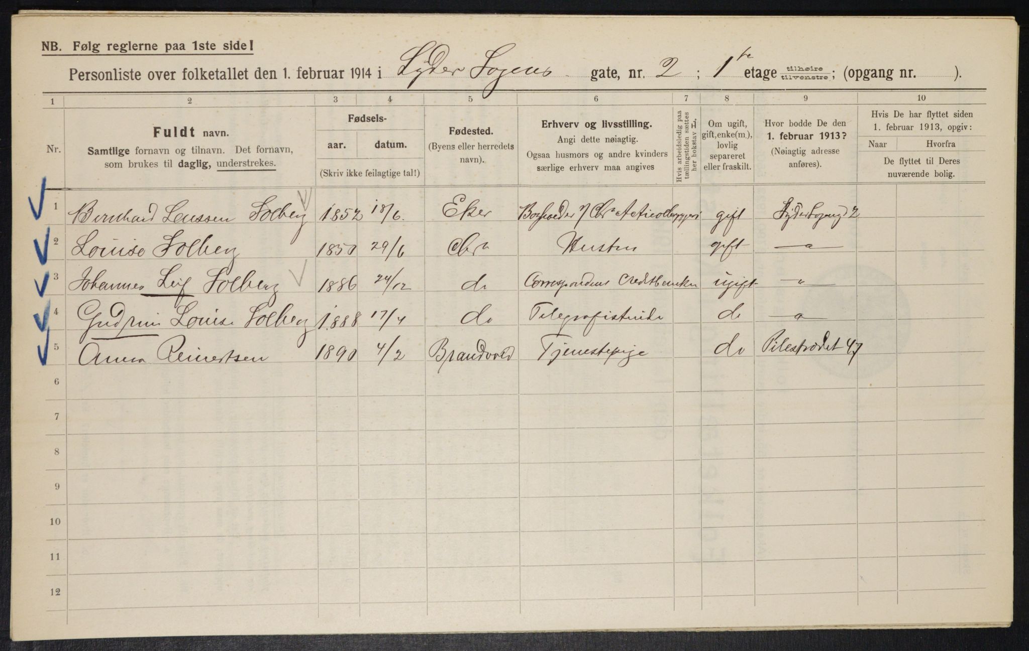 OBA, Municipal Census 1914 for Kristiania, 1914, p. 58377