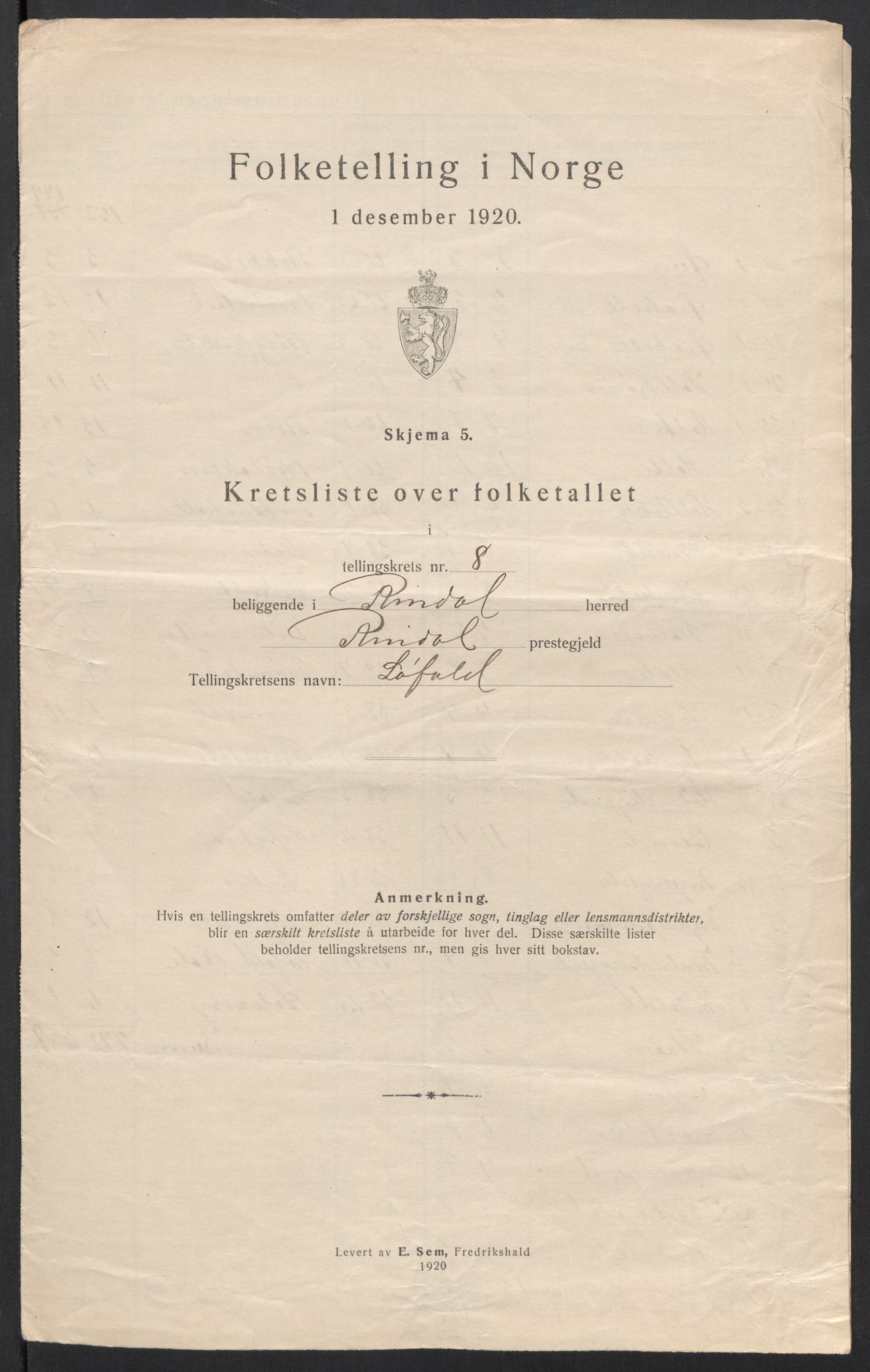 SAT, 1920 census for Rindal, 1920, p. 27