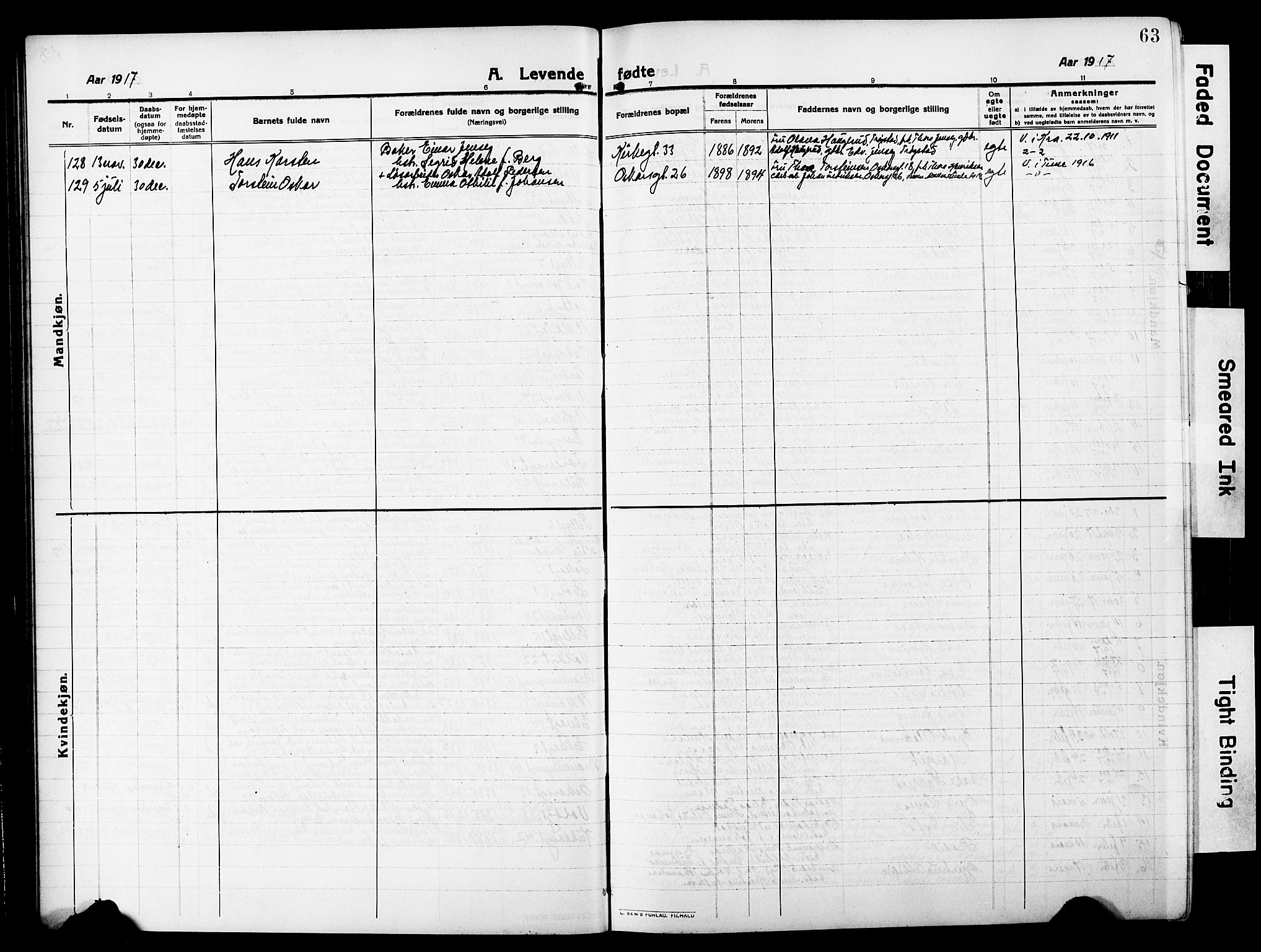 Sarpsborg prestekontor Kirkebøker, AV/SAO-A-2006/G/Ga/L0002: Parish register (copy) no. 2, 1912-1931, p. 63