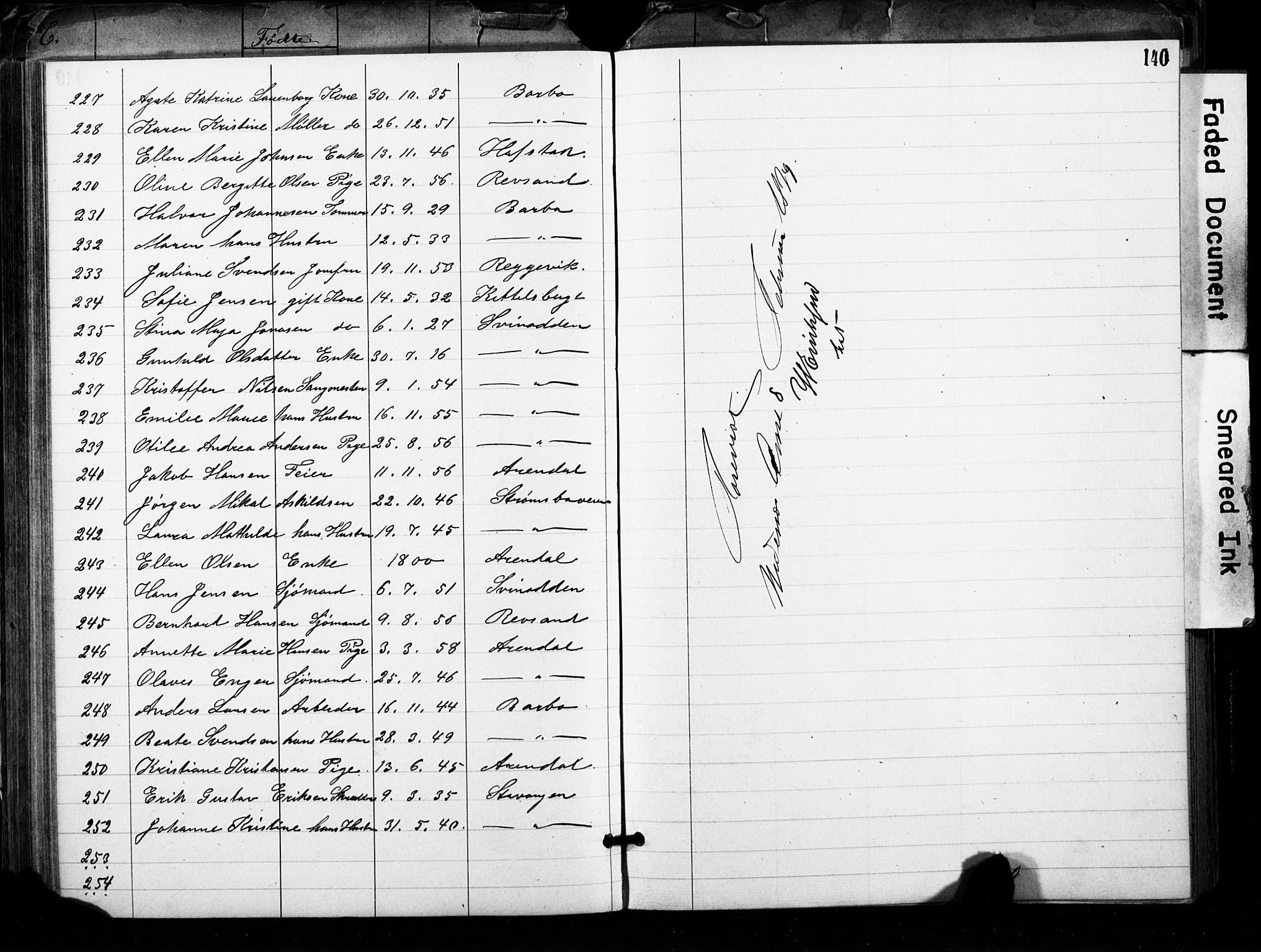 Metodistmenigheten, Arendal, AV/SAK-1292-0011/F/Fa/L0001: Dissenter register no. F-2, 1867-1879, p. 140