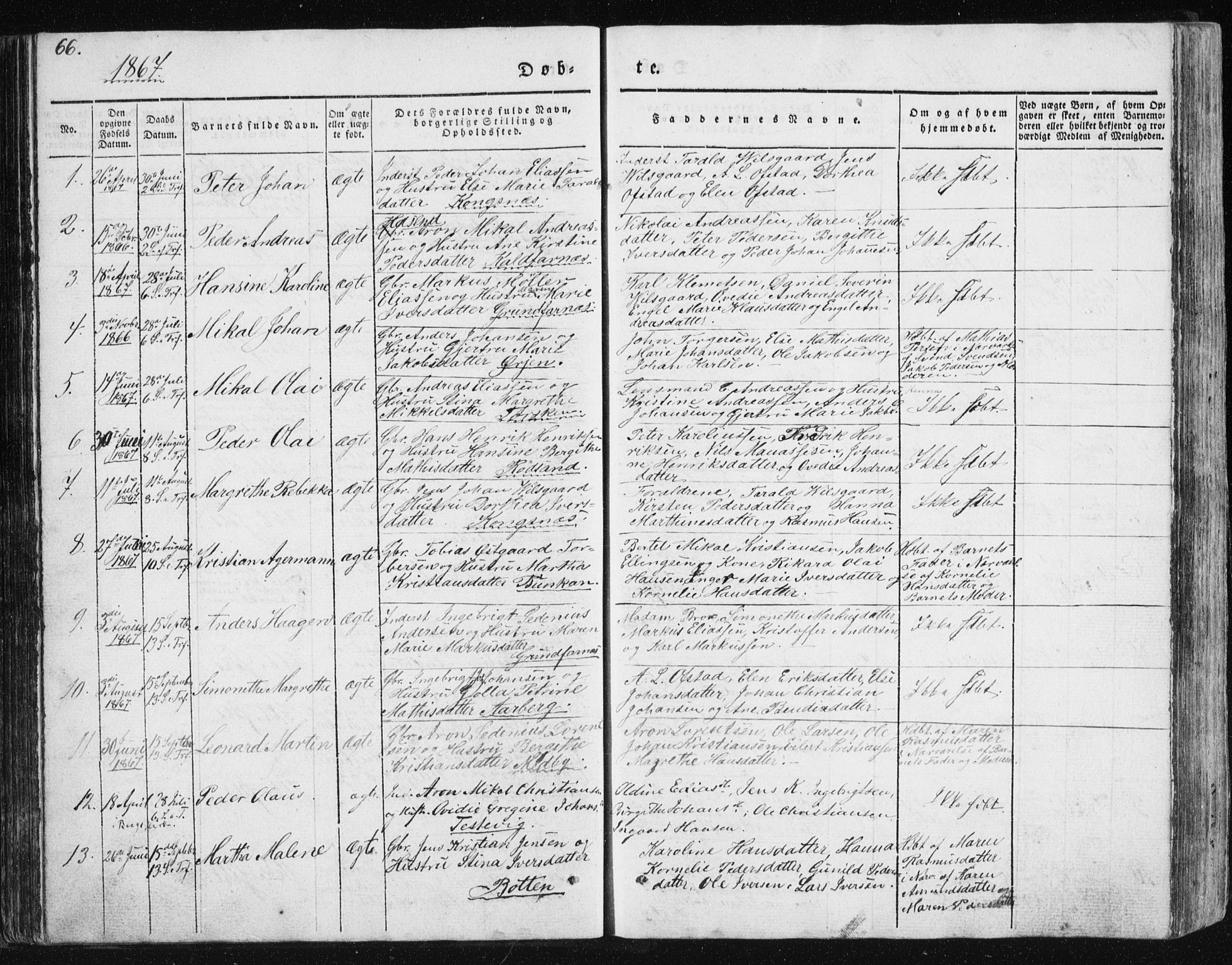 Berg sokneprestkontor, SATØ/S-1318/G/Ga/Gab/L0011klokker: Parish register (copy) no. 11, 1833-1878, p. 66