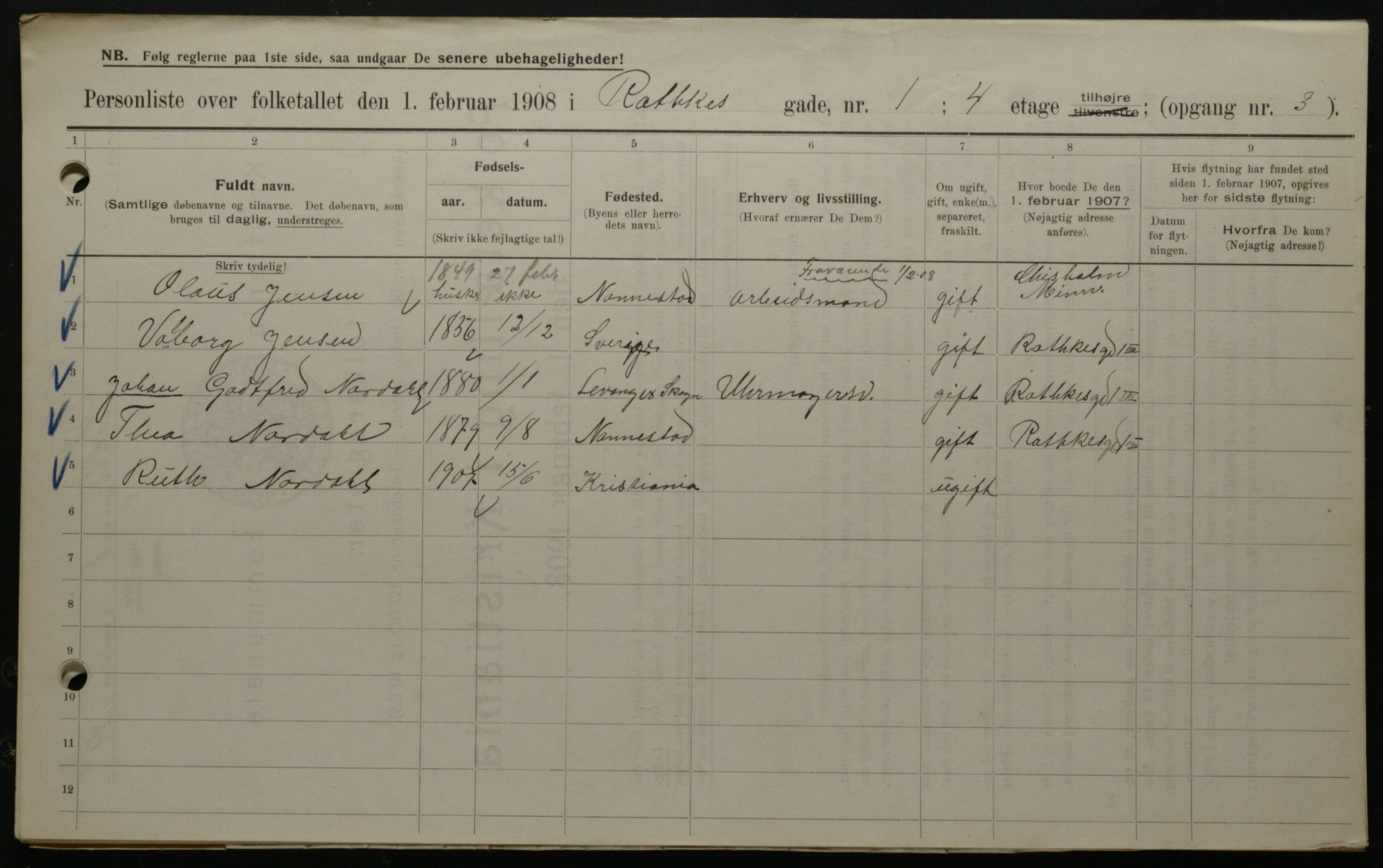 OBA, Municipal Census 1908 for Kristiania, 1908, p. 73567