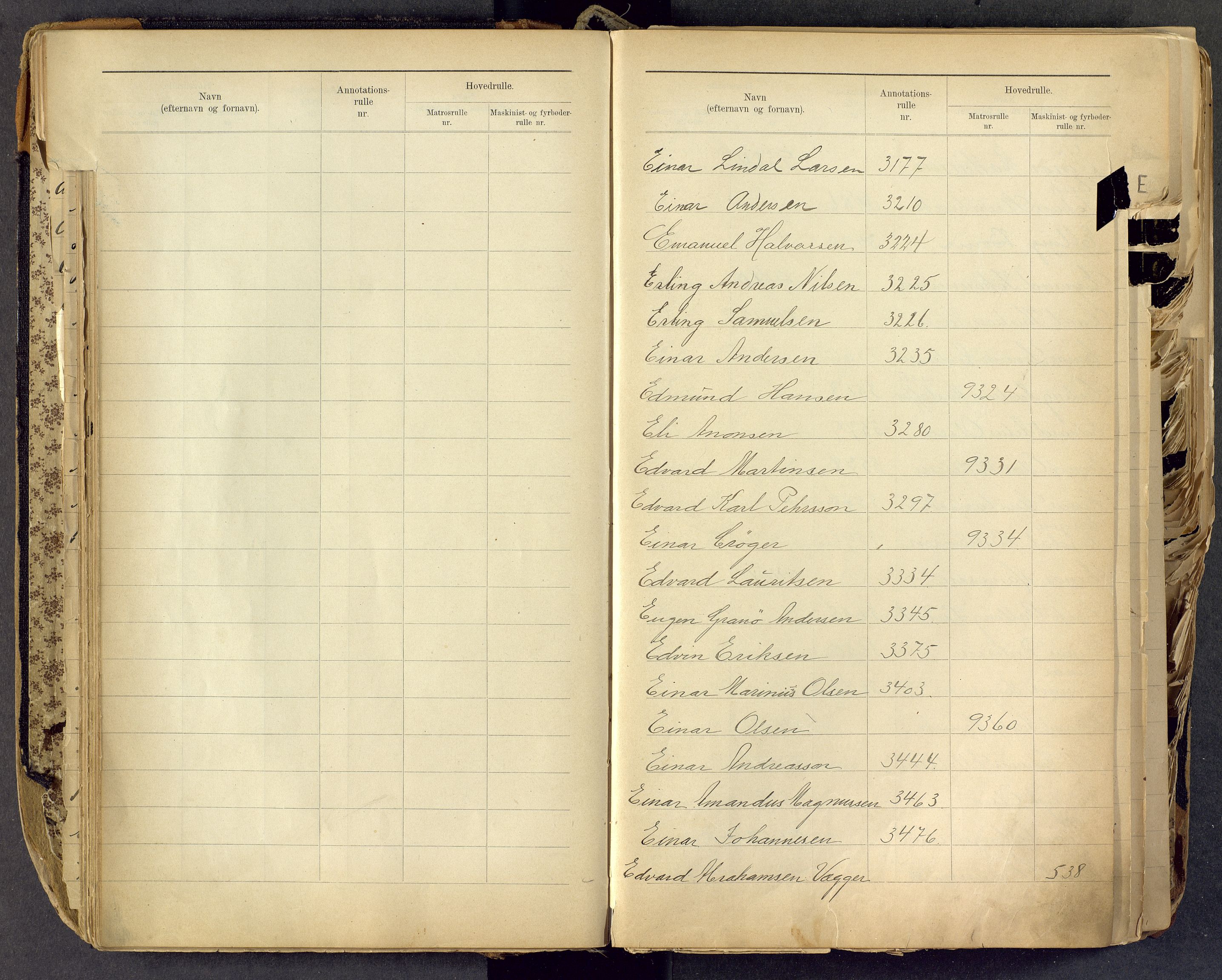 Tønsberg innrulleringskontor, AV/SAKO-A-786/G/Ga/L0002: Register til annotasjons- og hovedrulle, 1907-1933, p. 42