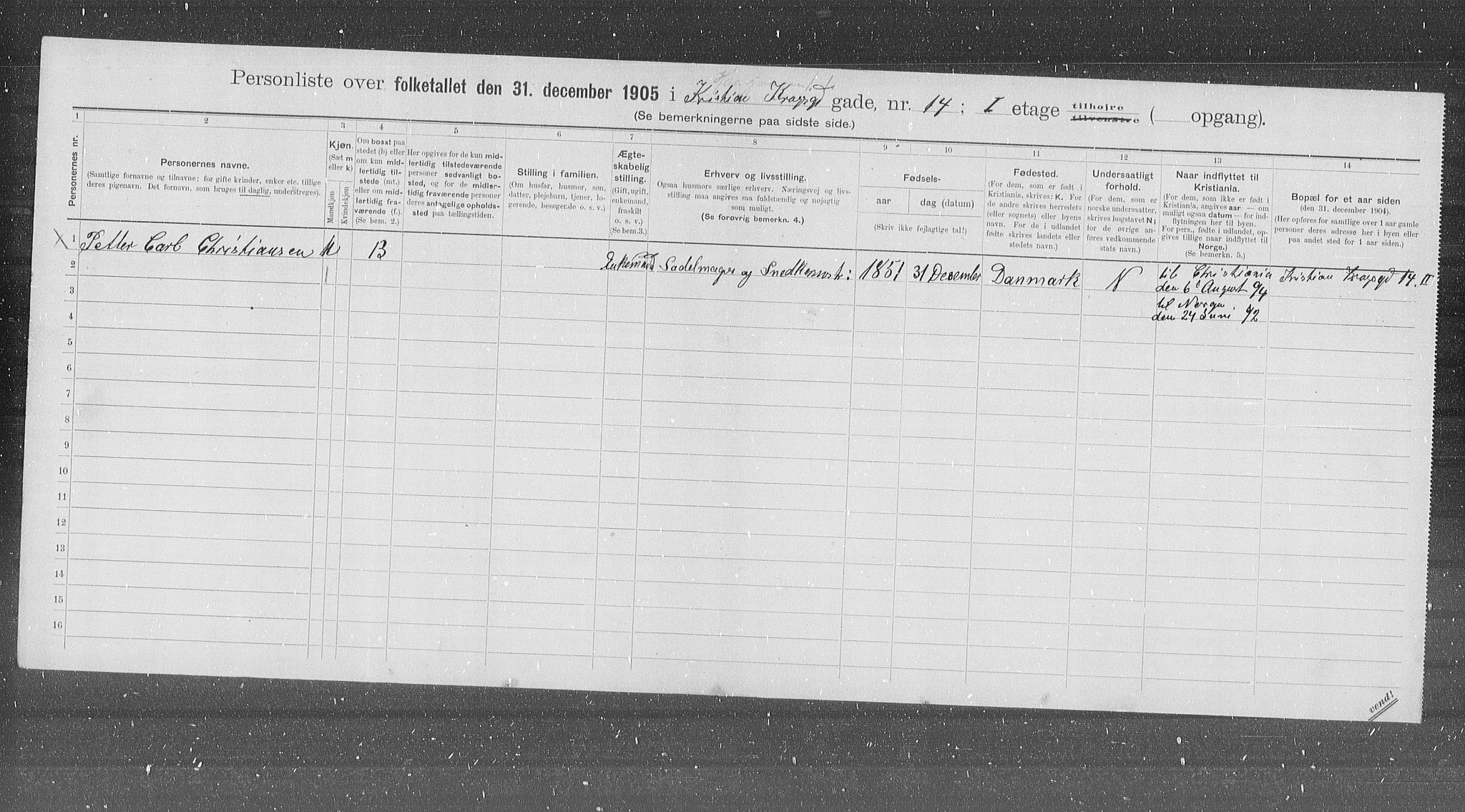 OBA, Municipal Census 1905 for Kristiania, 1905, p. 22514