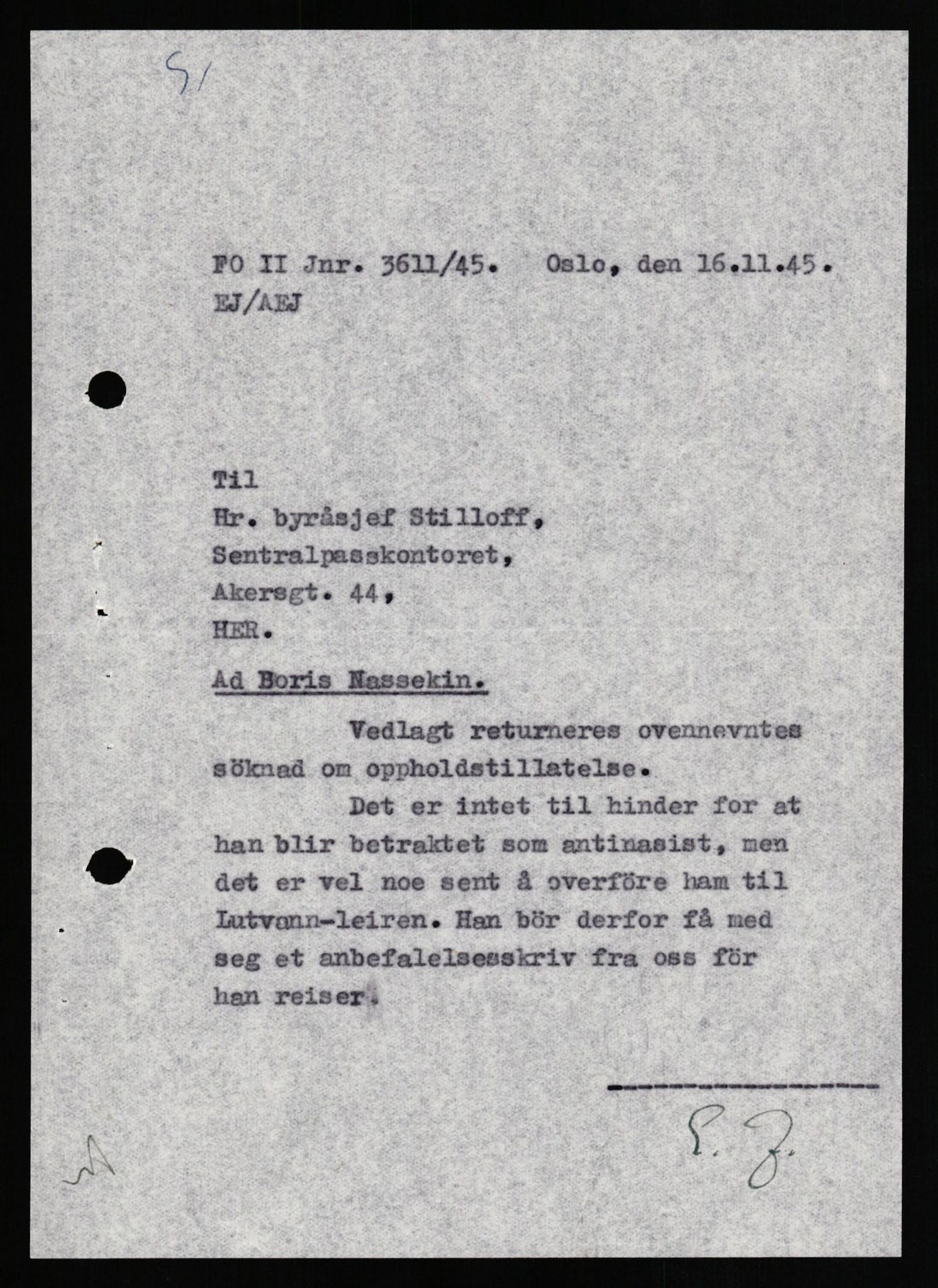 Forsvaret, Forsvarets overkommando II, AV/RA-RAFA-3915/D/Db/L0023: CI Questionaires. Tyske okkupasjonsstyrker i Norge. Tyskere., 1945-1946, p. 459