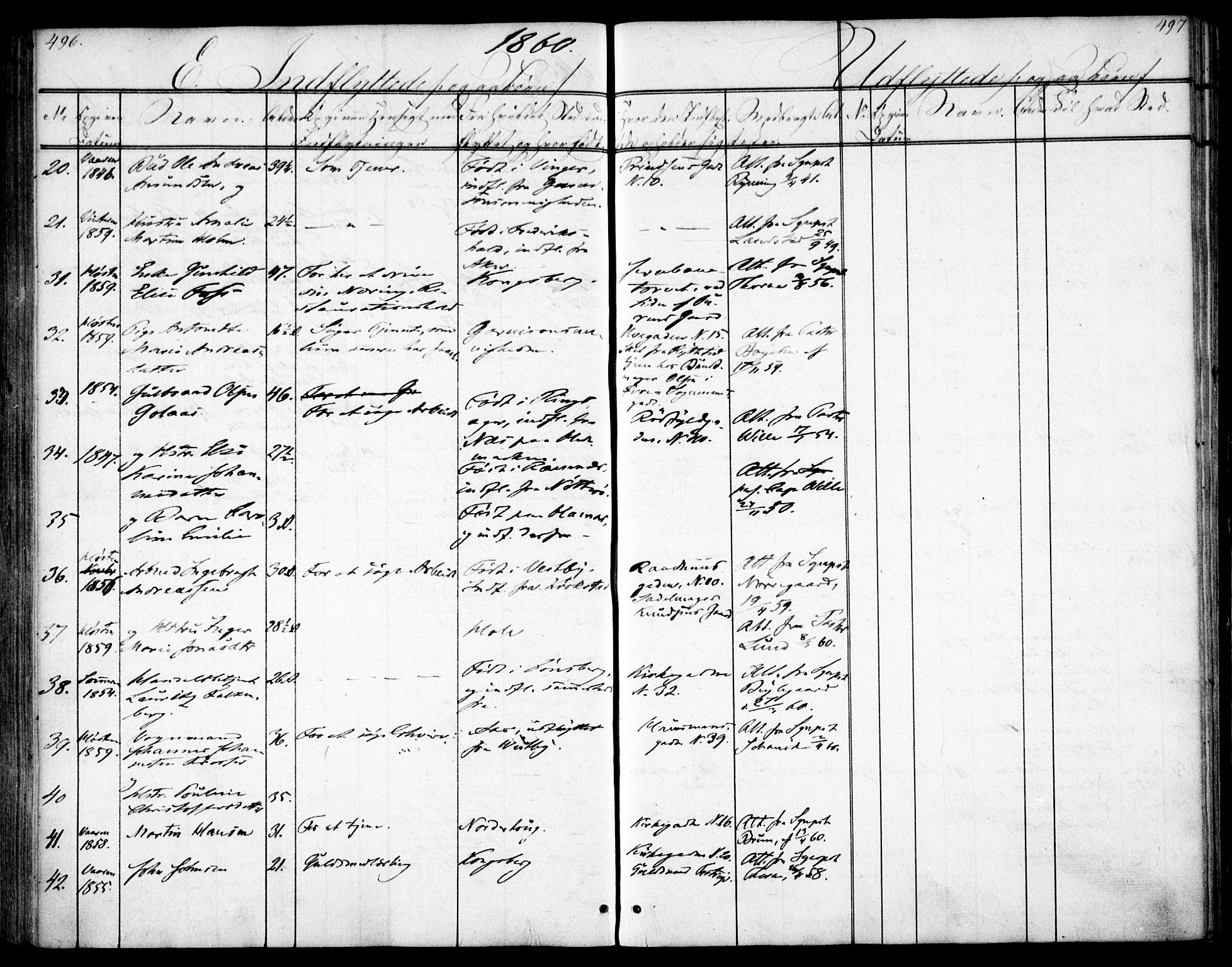 Oslo domkirke Kirkebøker, SAO/A-10752/F/Fa/L0028: Parish register (official) no. 28, 1840-1876, p. 496-497