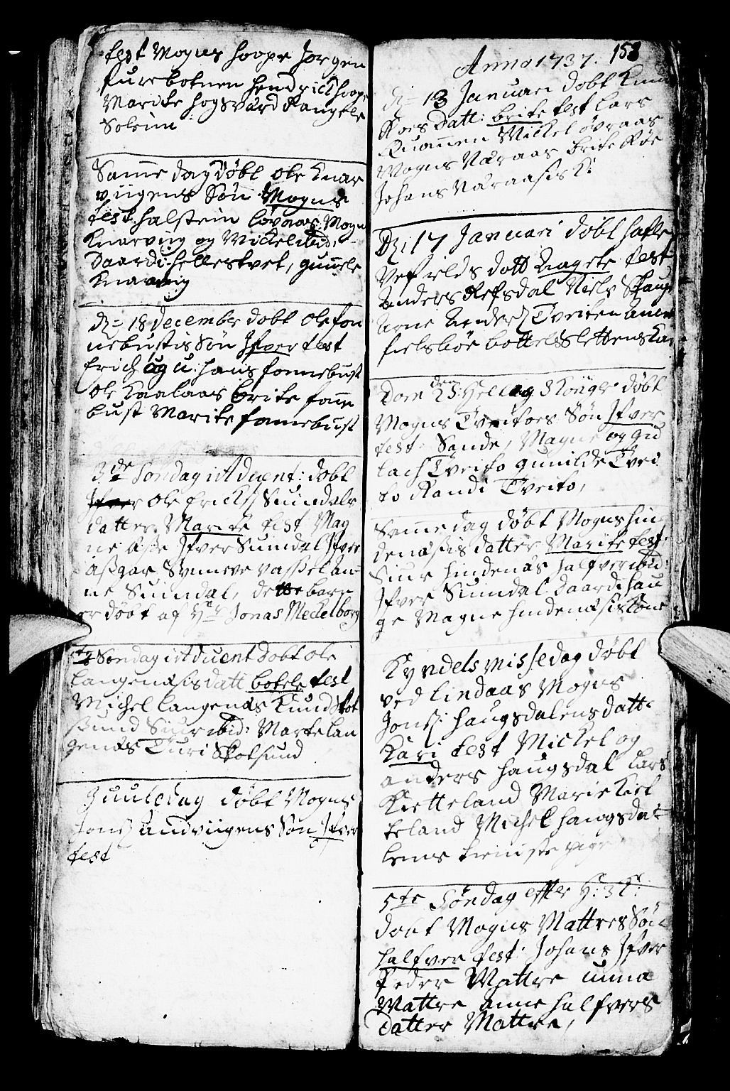Lindås Sokneprestembete, SAB/A-76701/H/Haa: Parish register (official) no. A 1, 1699-1746, p. 153