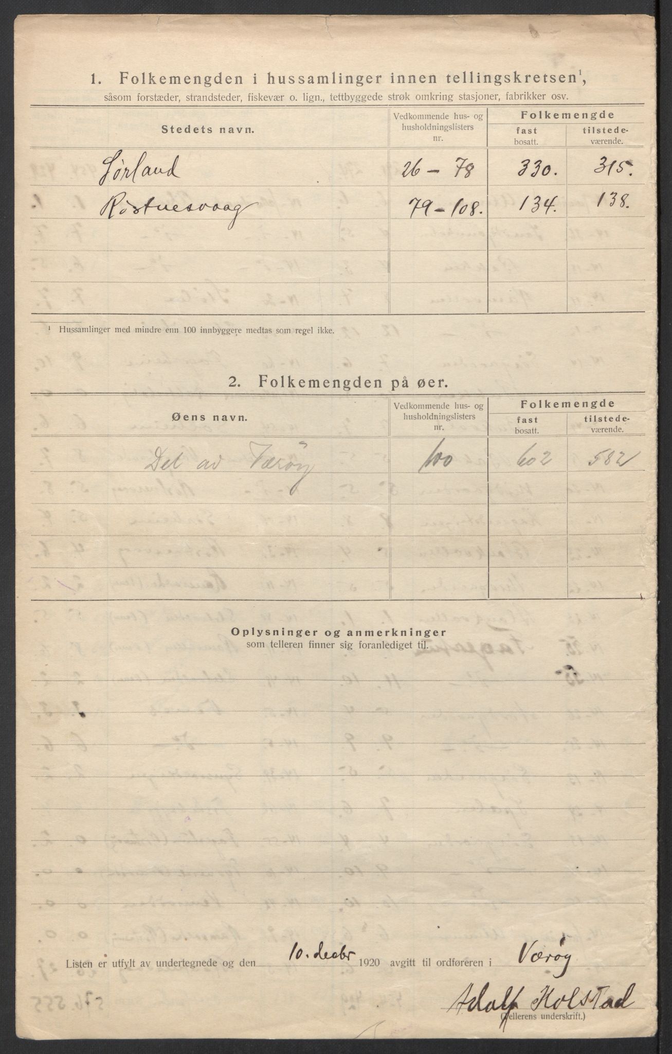 SAT, 1920 census for Værøy, 1920, p. 13