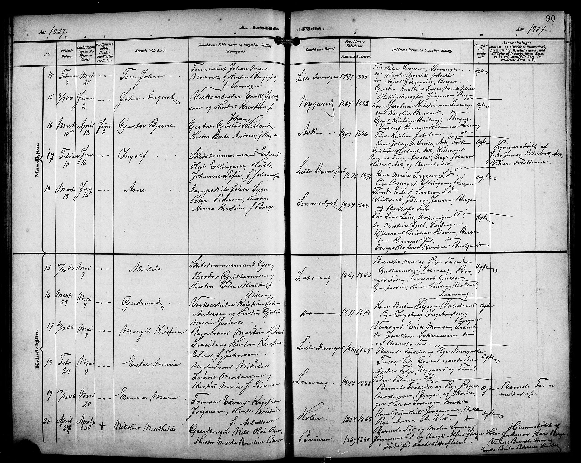 Laksevåg Sokneprestembete, SAB/A-76501/H/Ha/Hab/Haba/L0004: Parish register (copy) no. A 4, 1899-1909, p. 90