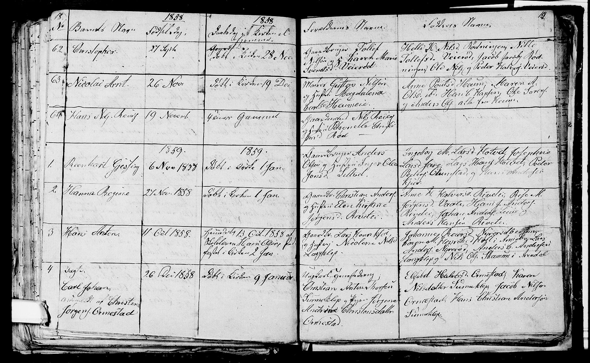 Våle kirkebøker, AV/SAKO-A-334/G/Ga/L0002: Parish register (copy) no. I 2, 1851-1863, p. 18-19