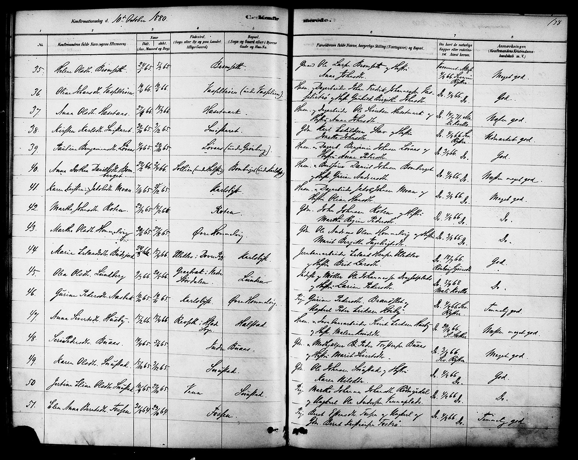 Ministerialprotokoller, klokkerbøker og fødselsregistre - Sør-Trøndelag, AV/SAT-A-1456/616/L0410: Parish register (official) no. 616A07, 1878-1893, p. 138