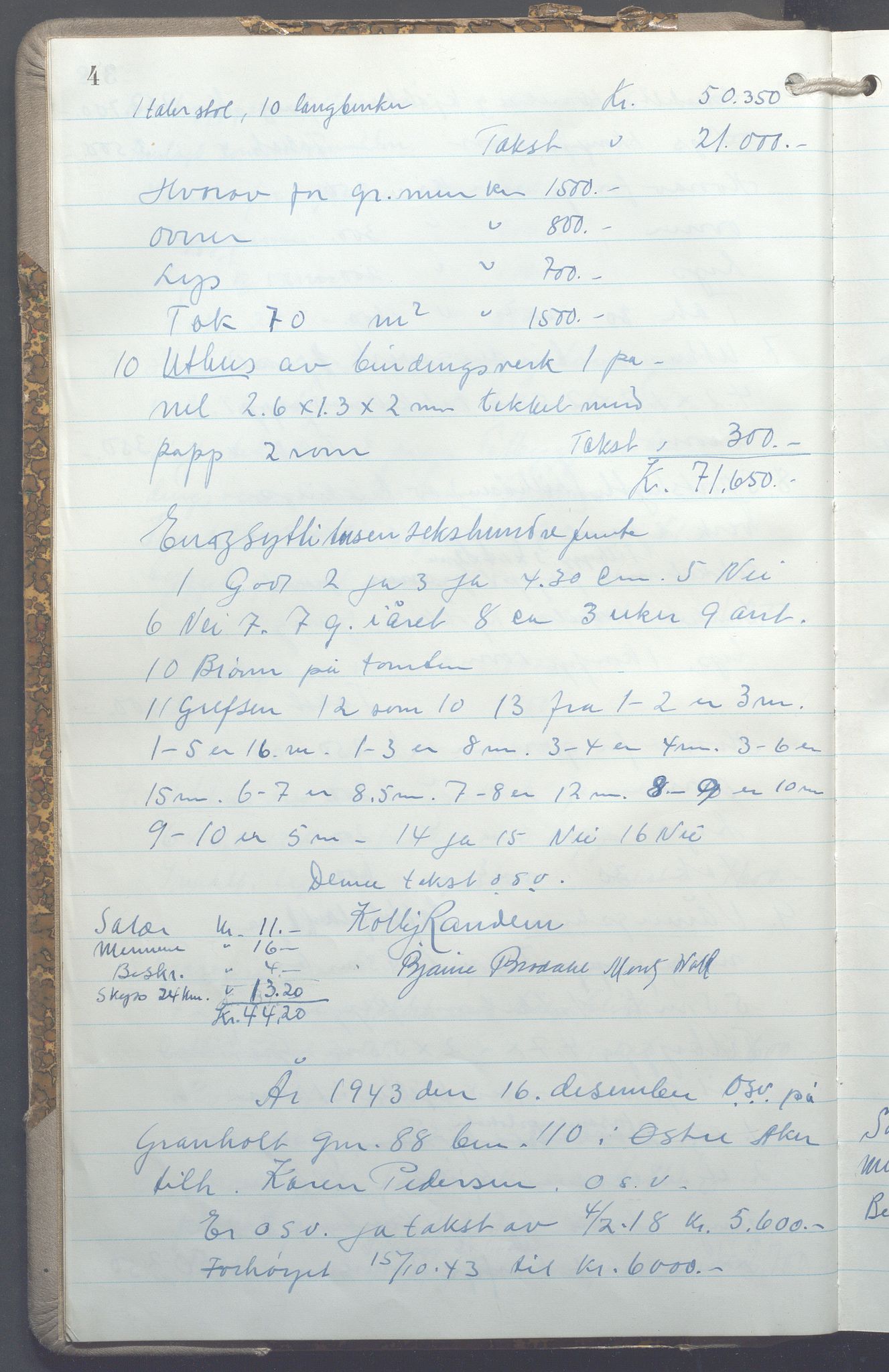 Lensmennene i Aker, OBA/A-10133/F/Fc/L0035: Branntakstprotokoll, 1943-1946, p. 4