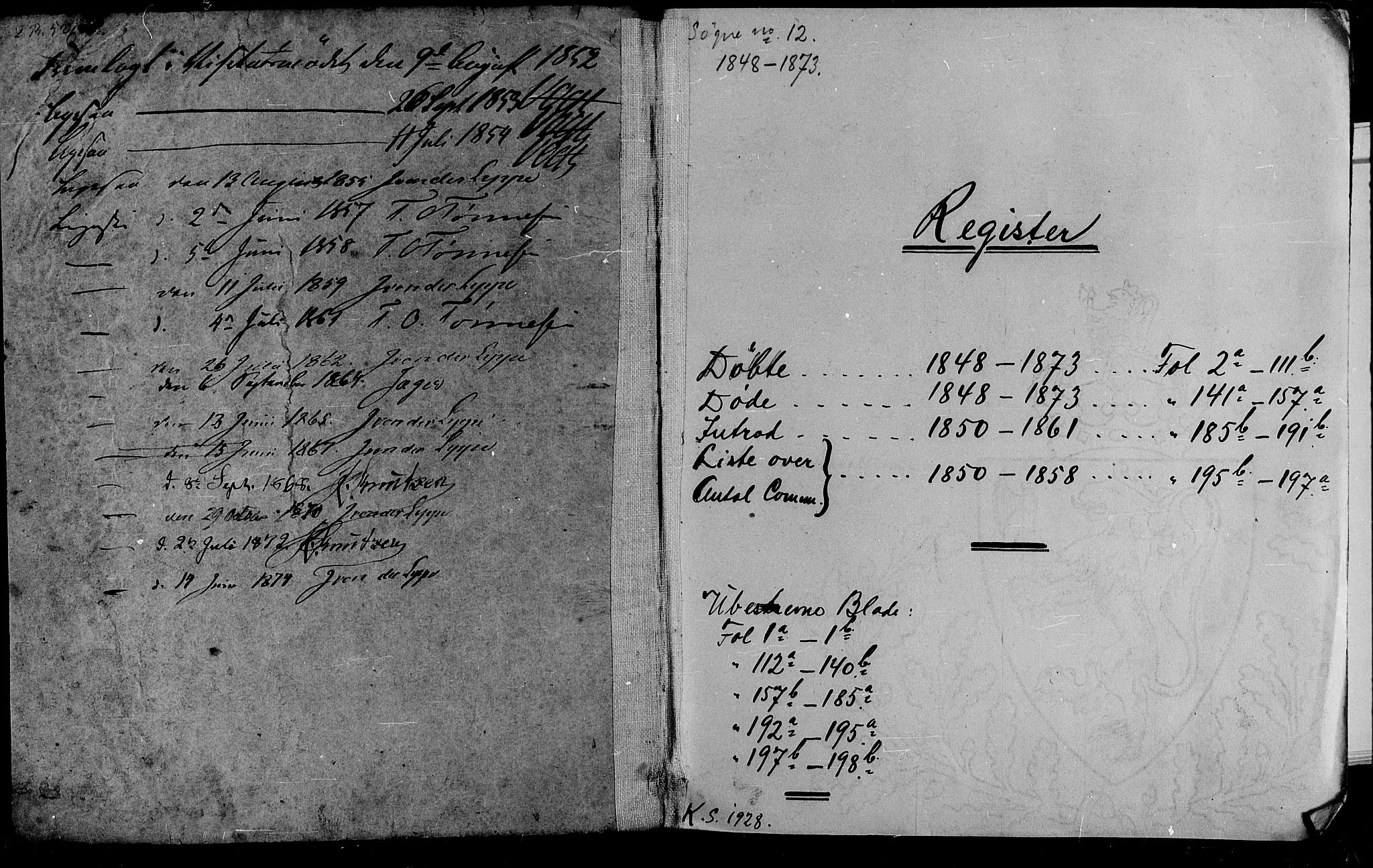 Søgne sokneprestkontor, AV/SAK-1111-0037/F/Fb/Fba/L0002: Parish register (copy) no. B 2, 1848-1873