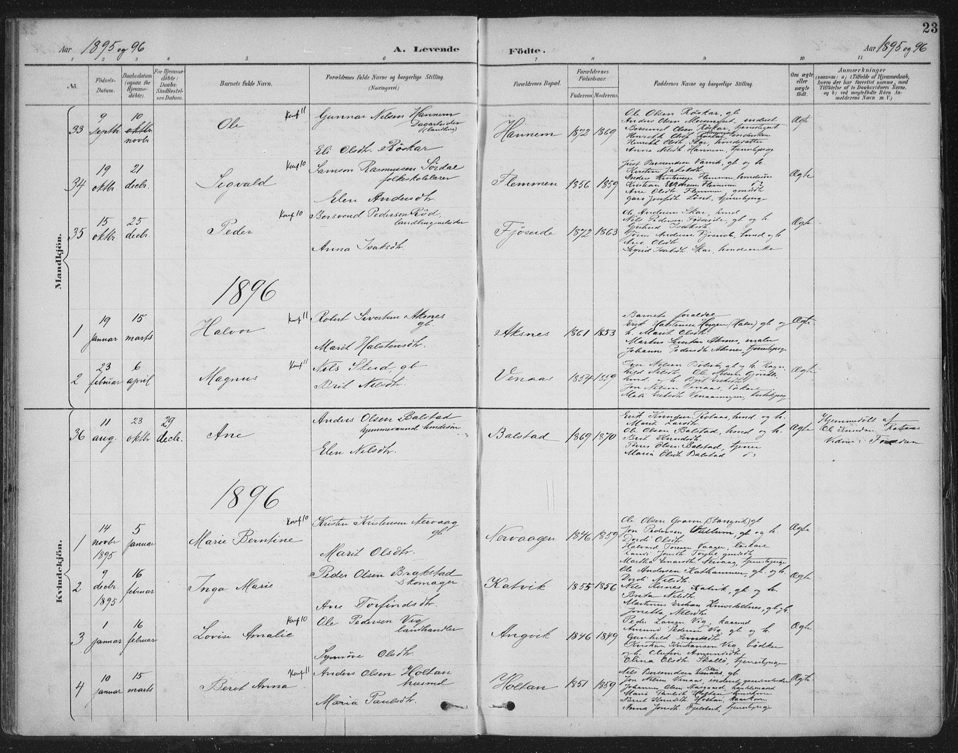 Ministerialprotokoller, klokkerbøker og fødselsregistre - Møre og Romsdal, AV/SAT-A-1454/586/L0988: Parish register (official) no. 586A14, 1893-1905, p. 23