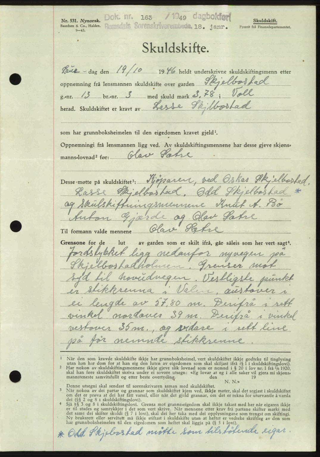 Romsdal sorenskriveri, AV/SAT-A-4149/1/2/2C: Mortgage book no. A28, 1948-1949, Diary no: : 163/1949