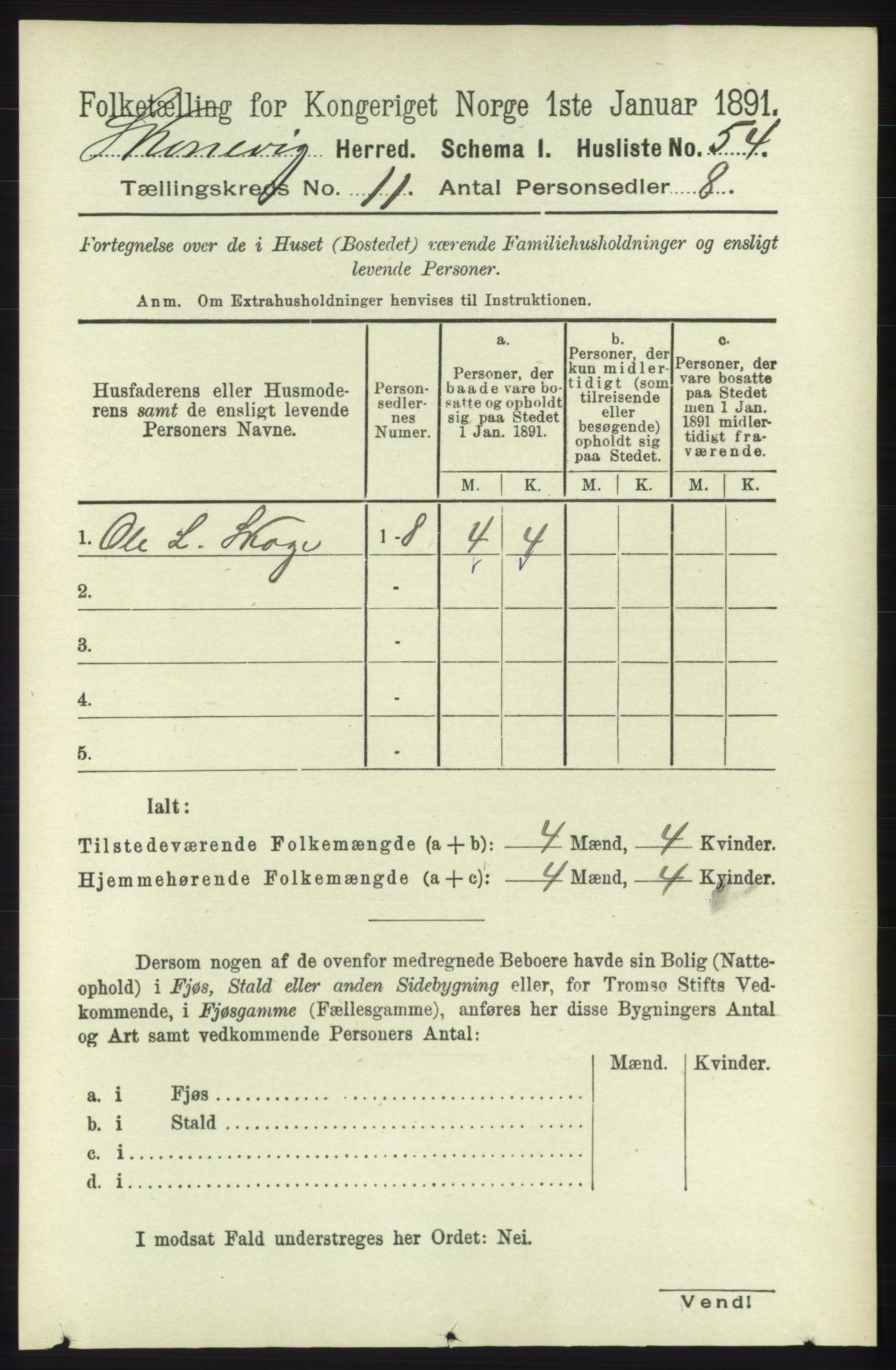 RA, 1891 census for 1212 Skånevik, 1891, p. 3305