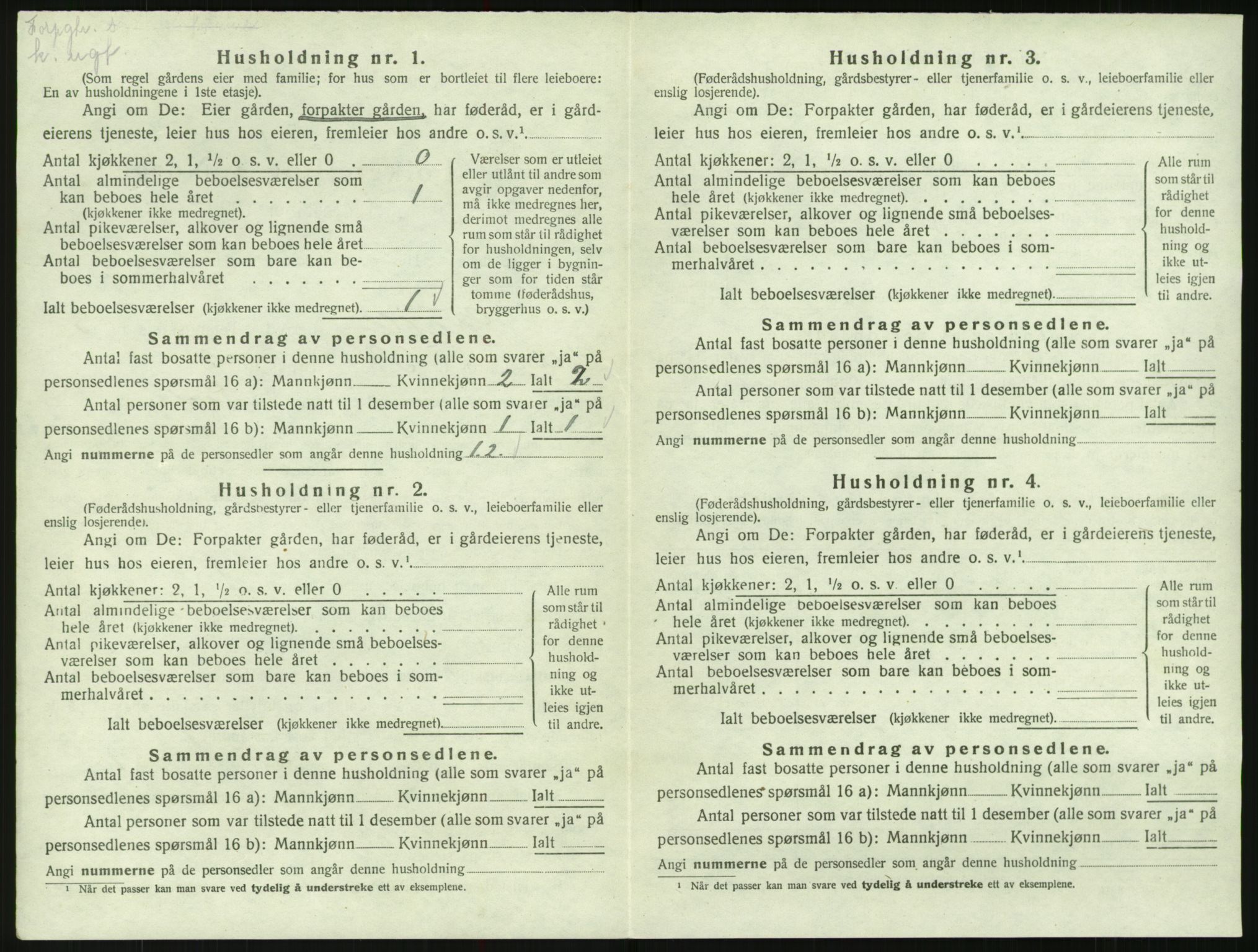 SAK, 1920 census for Valle, 1920, p. 224
