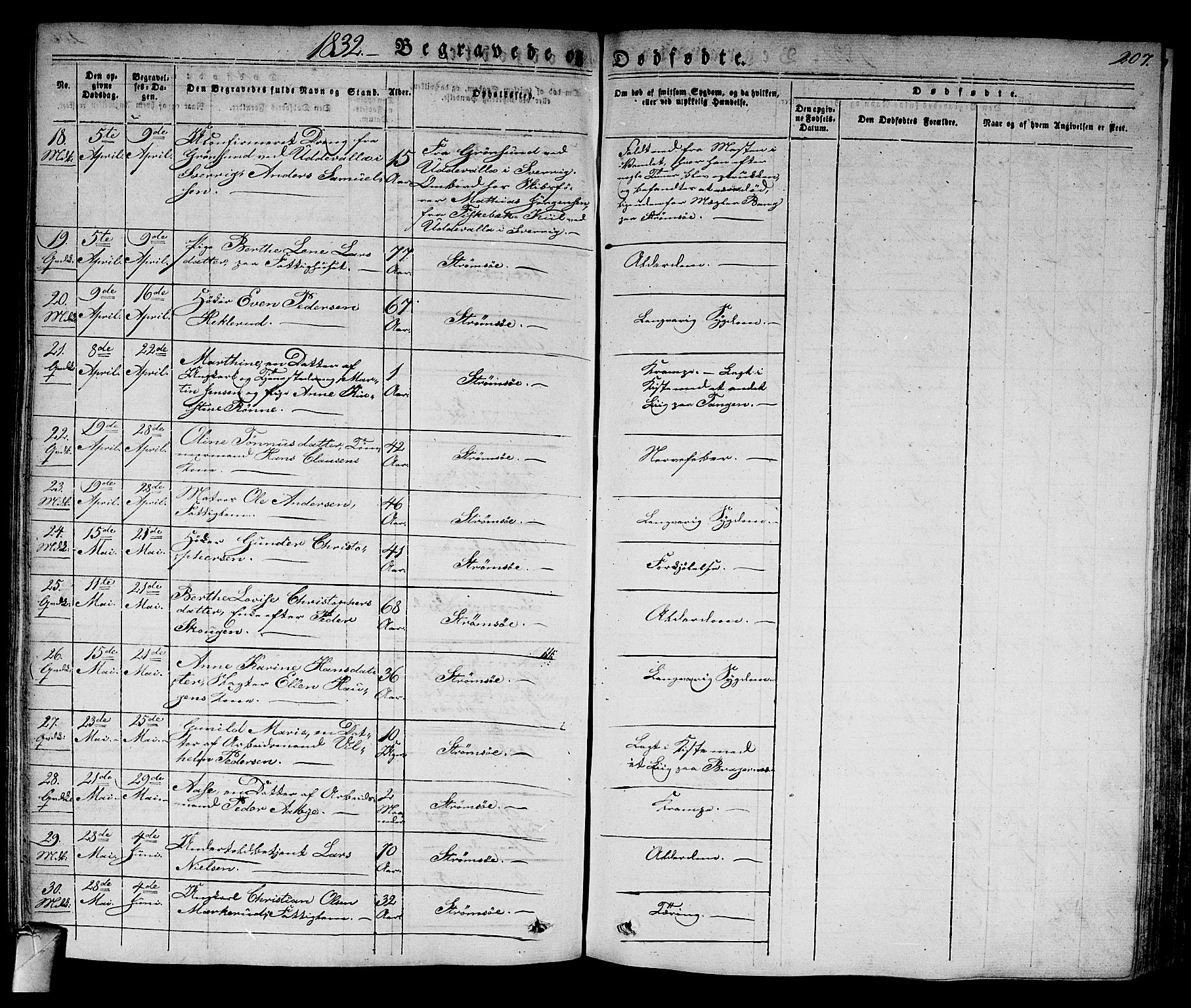 Strømsø kirkebøker, AV/SAKO-A-246/F/Fa/L0012: Parish register (official) no. I 12, 1830-1847, p. 207