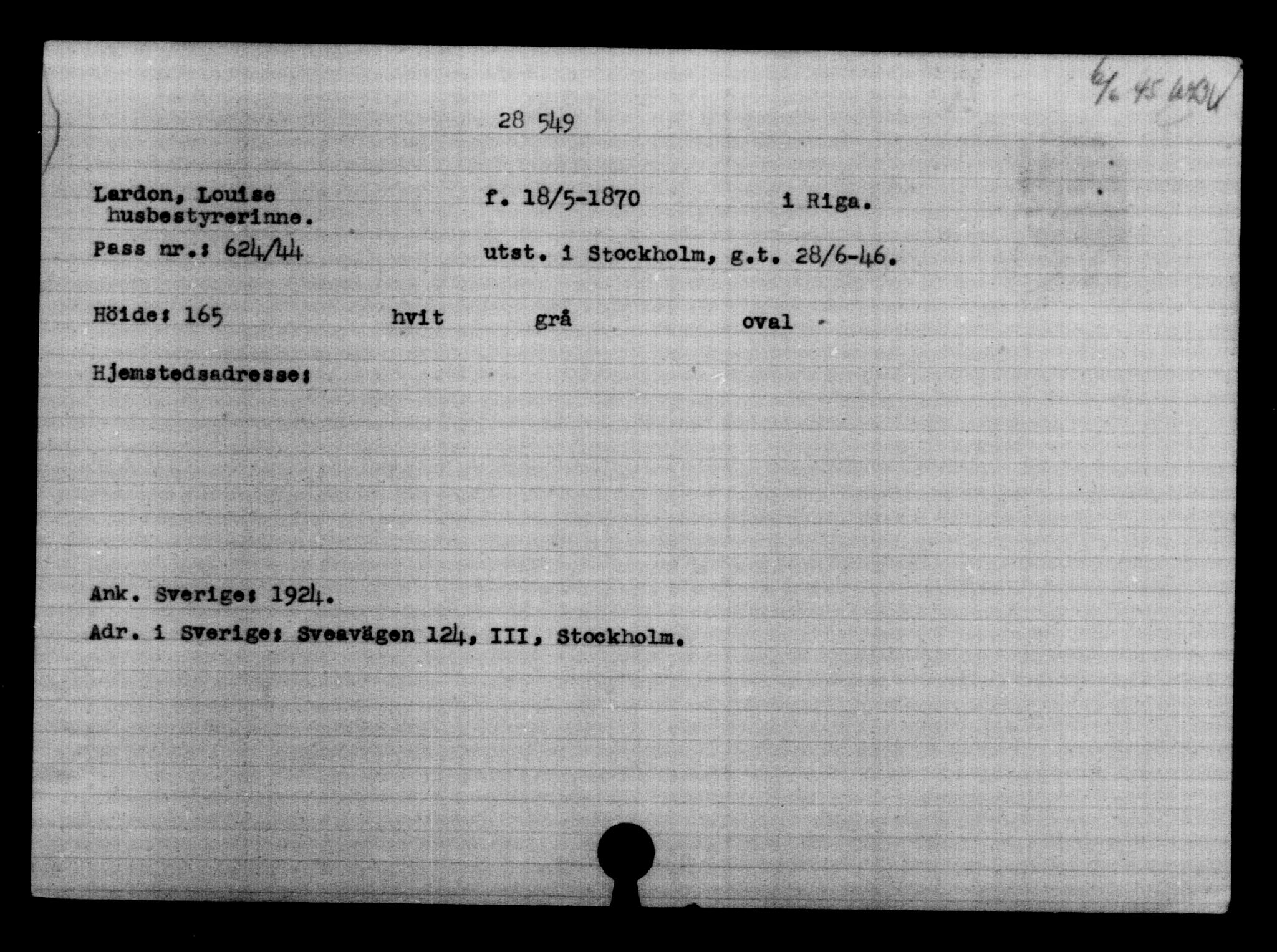 Utenriksstasjonene, Legasjonen i Stockholm, Flyktningkontoret, AV/RA-S-6753/V/Va/L0012: Kjesäterkartoteket, flyktninger med registreringsnr. 28300-31566, 1940-1945, p. 272
