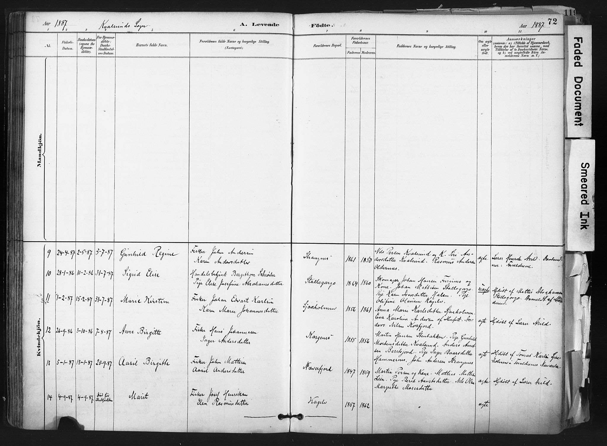 Hammerfest sokneprestkontor, AV/SATØ-S-1347/H/Ha/L0011.kirke: Parish register (official) no. 11 /2, 1885-1897, p. 72