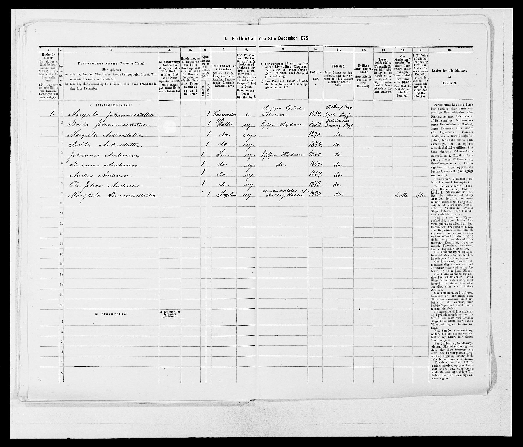 SAB, 1875 census for 1224P Kvinnherad, 1875, p. 1194