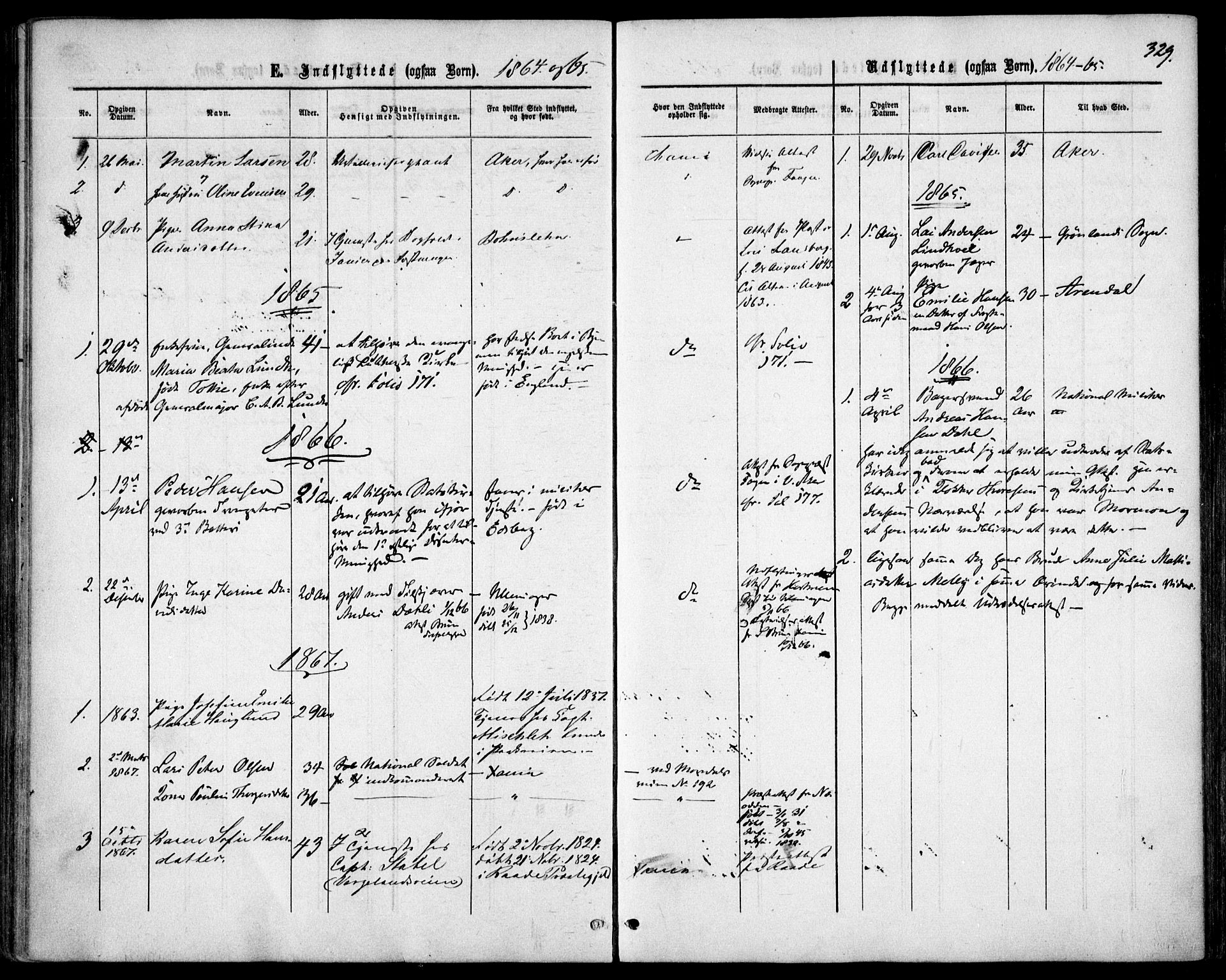 Garnisonsmenigheten Kirkebøker, SAO/A-10846/F/Fa/L0010: Parish register (official) no. 10, 1859-1869, p. 329