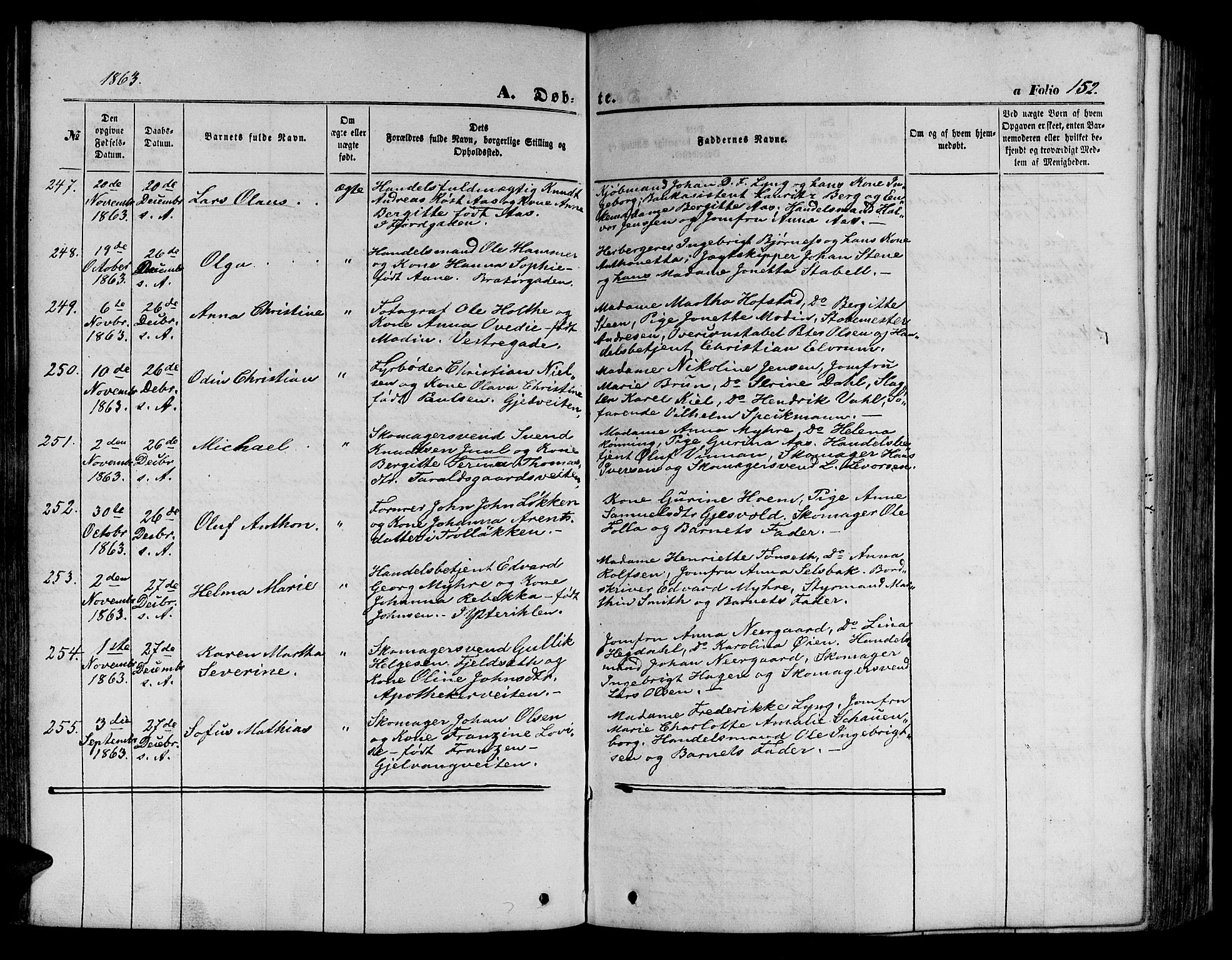 Ministerialprotokoller, klokkerbøker og fødselsregistre - Sør-Trøndelag, SAT/A-1456/602/L0139: Parish register (copy) no. 602C07, 1859-1864, p. 152