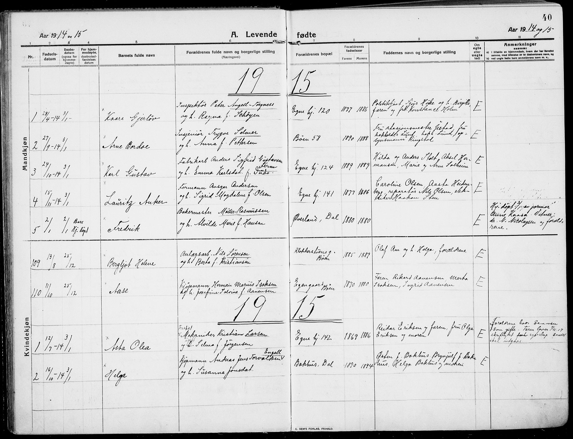 Rjukan kirkebøker, SAKO/A-294/F/Fa/L0002: Parish register (official) no. 2, 1912-1917, p. 40