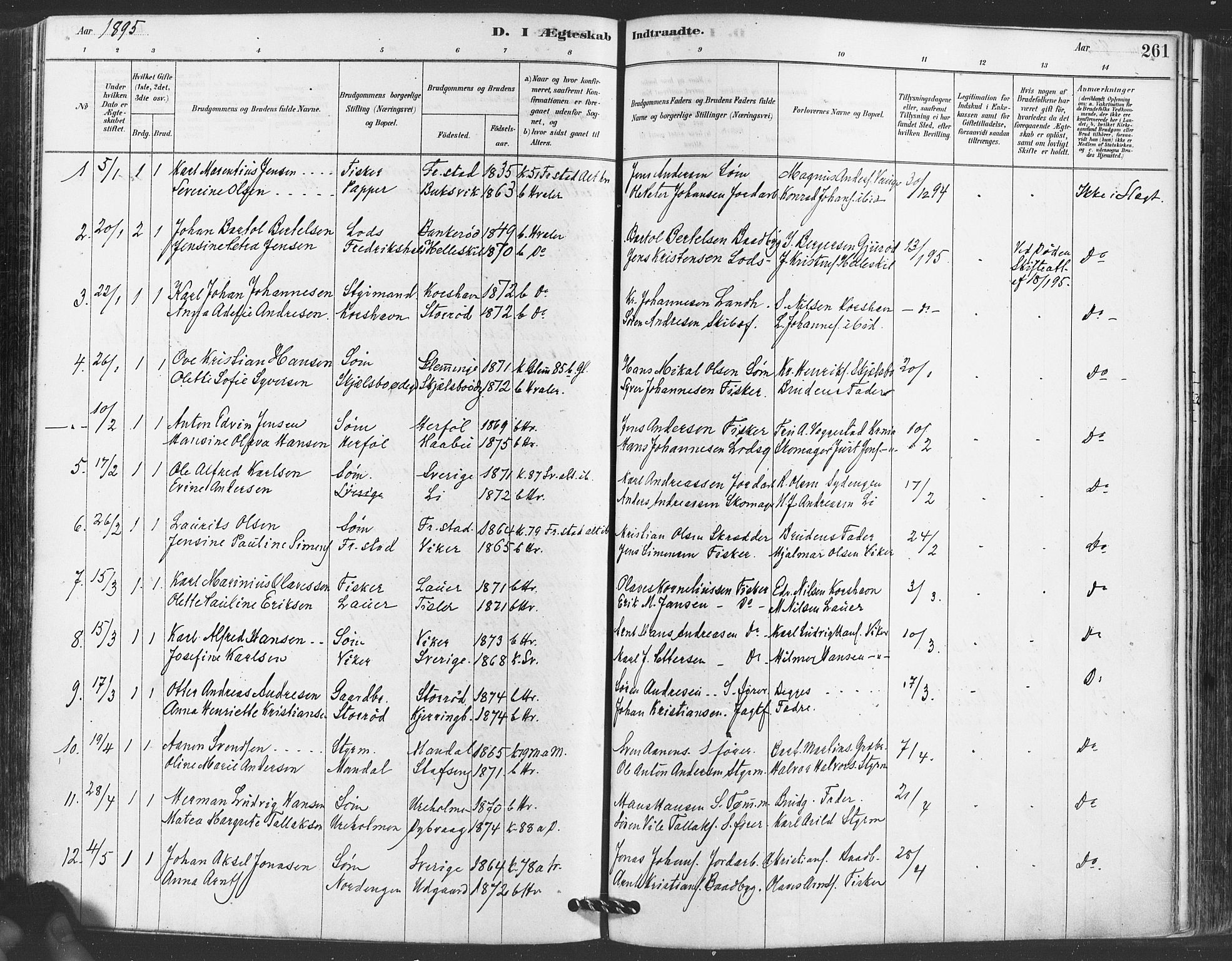 Hvaler prestekontor Kirkebøker, AV/SAO-A-2001/F/Fa/L0008: Parish register (official) no. I 8, 1878-1895, p. 261