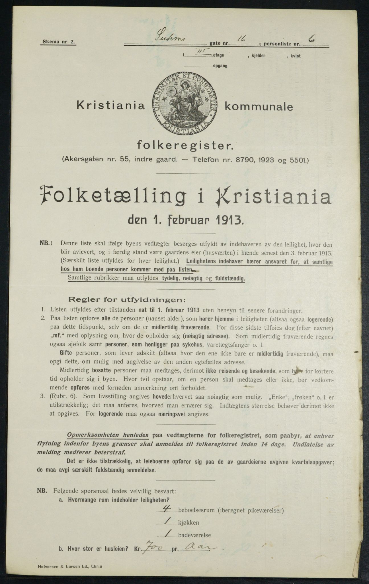 OBA, Municipal Census 1913 for Kristiania, 1913, p. 104754