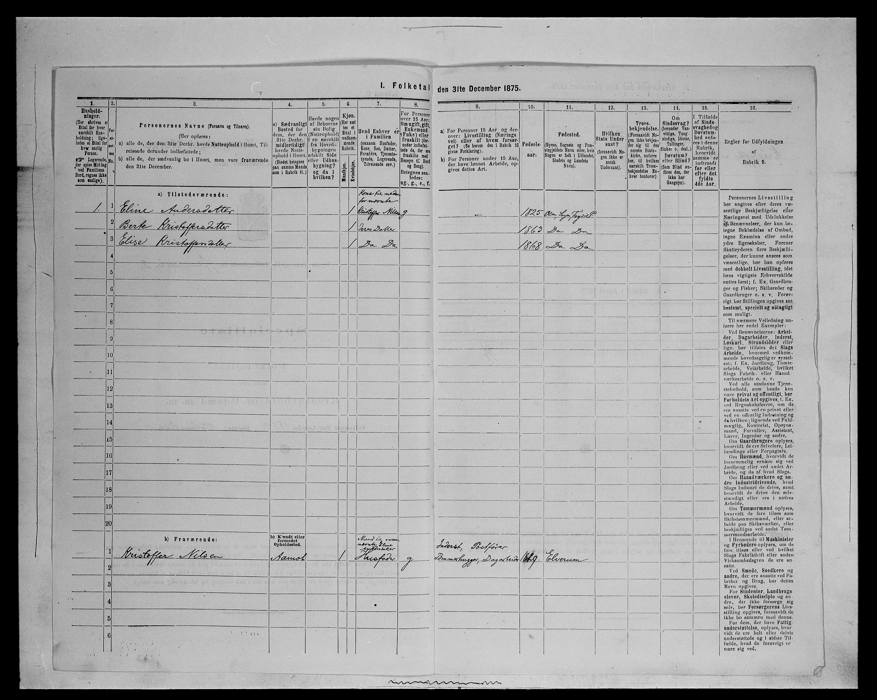 SAH, 1875 census for 0428P Trysil, 1875, p. 1435