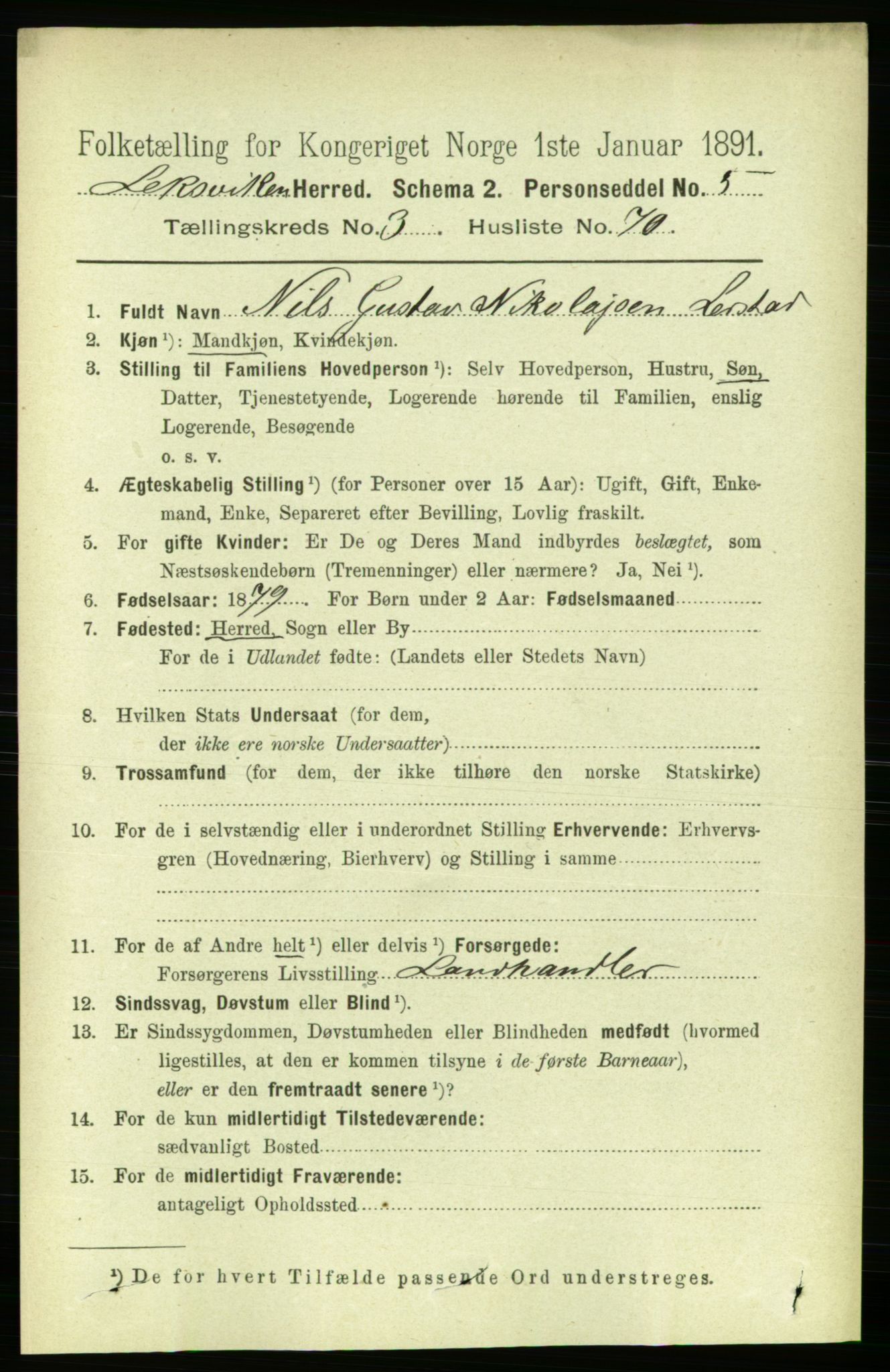 RA, 1891 census for 1718 Leksvik, 1891, p. 1598