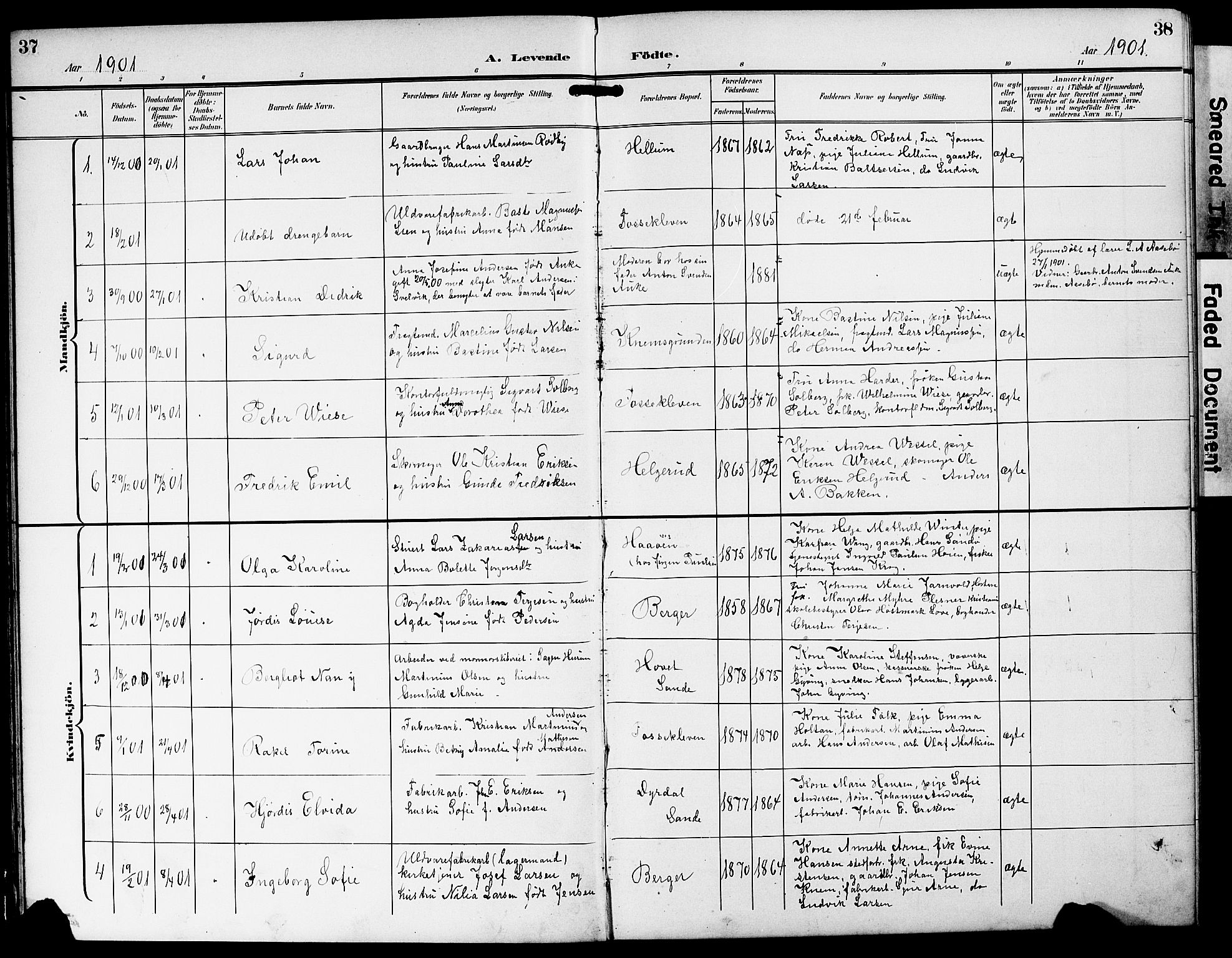 Strømm kirkebøker, AV/SAKO-A-322/G/Ga/L0004: Parish register (copy) no. I 4, 1897-1927, p. 37-38