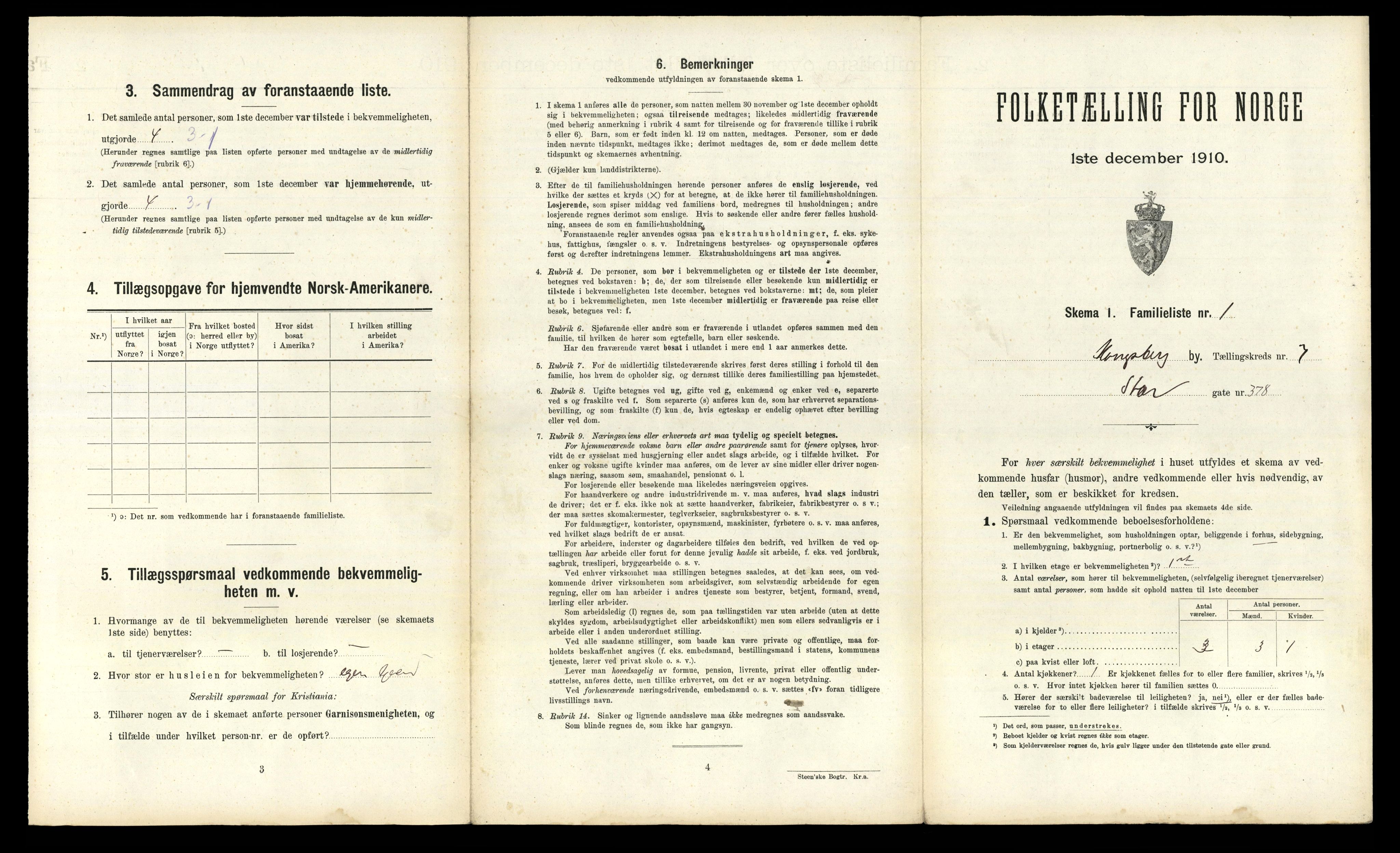 RA, 1910 census for Kongsberg, 1910, p. 3280