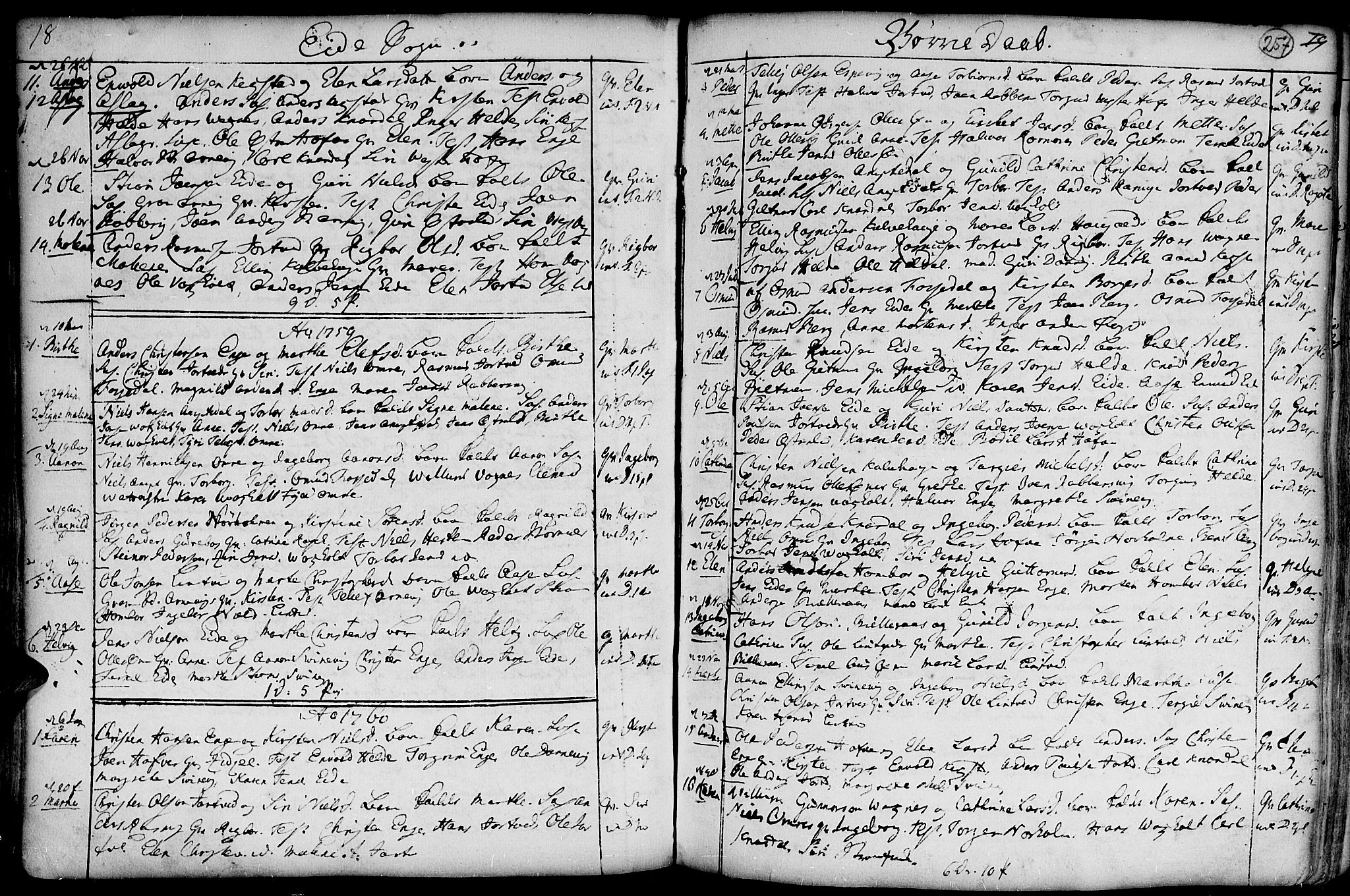 Hommedal sokneprestkontor, SAK/1111-0023/F/Fa/Fab/L0002: Parish register (official) no. A 2 /2, 1740-1823, p. 257
