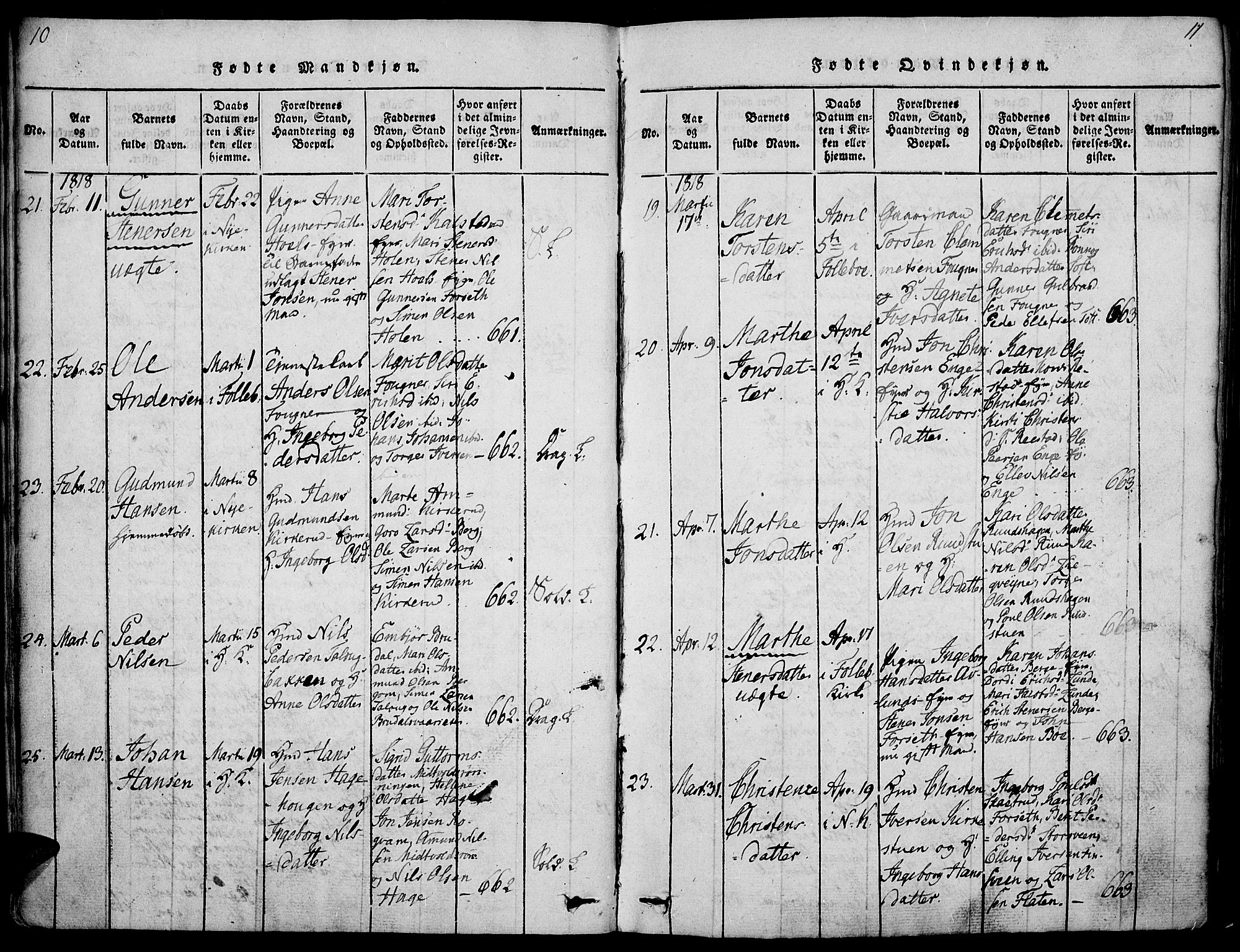 Gausdal prestekontor, AV/SAH-PREST-090/H/Ha/Haa/L0005: Parish register (official) no. 5, 1817-1829, p. 10-11