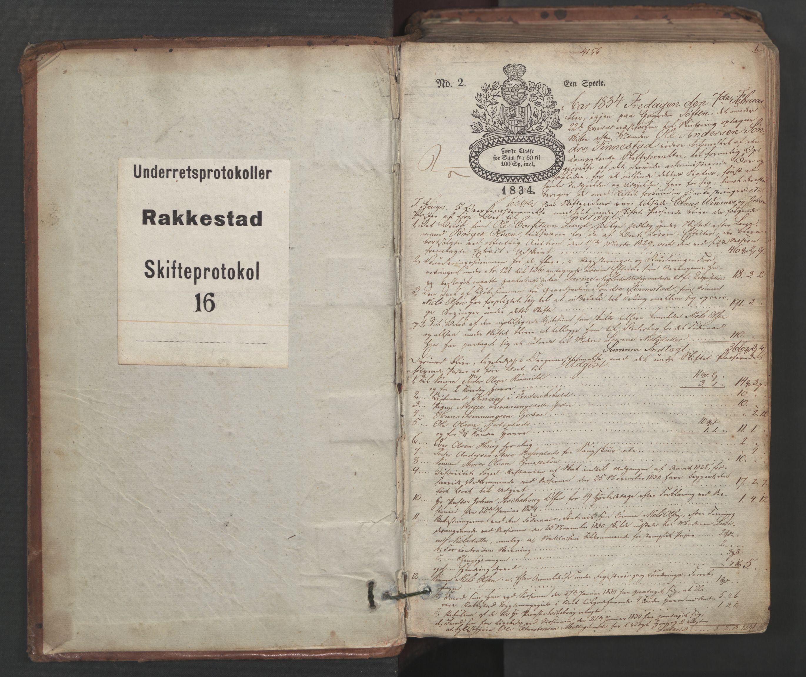 Rakkestad sorenskriveri, SAO/A-10686/H/He/L0001: Skifteutlodningsprotokoller, 1834-1843, p. 0b-1a