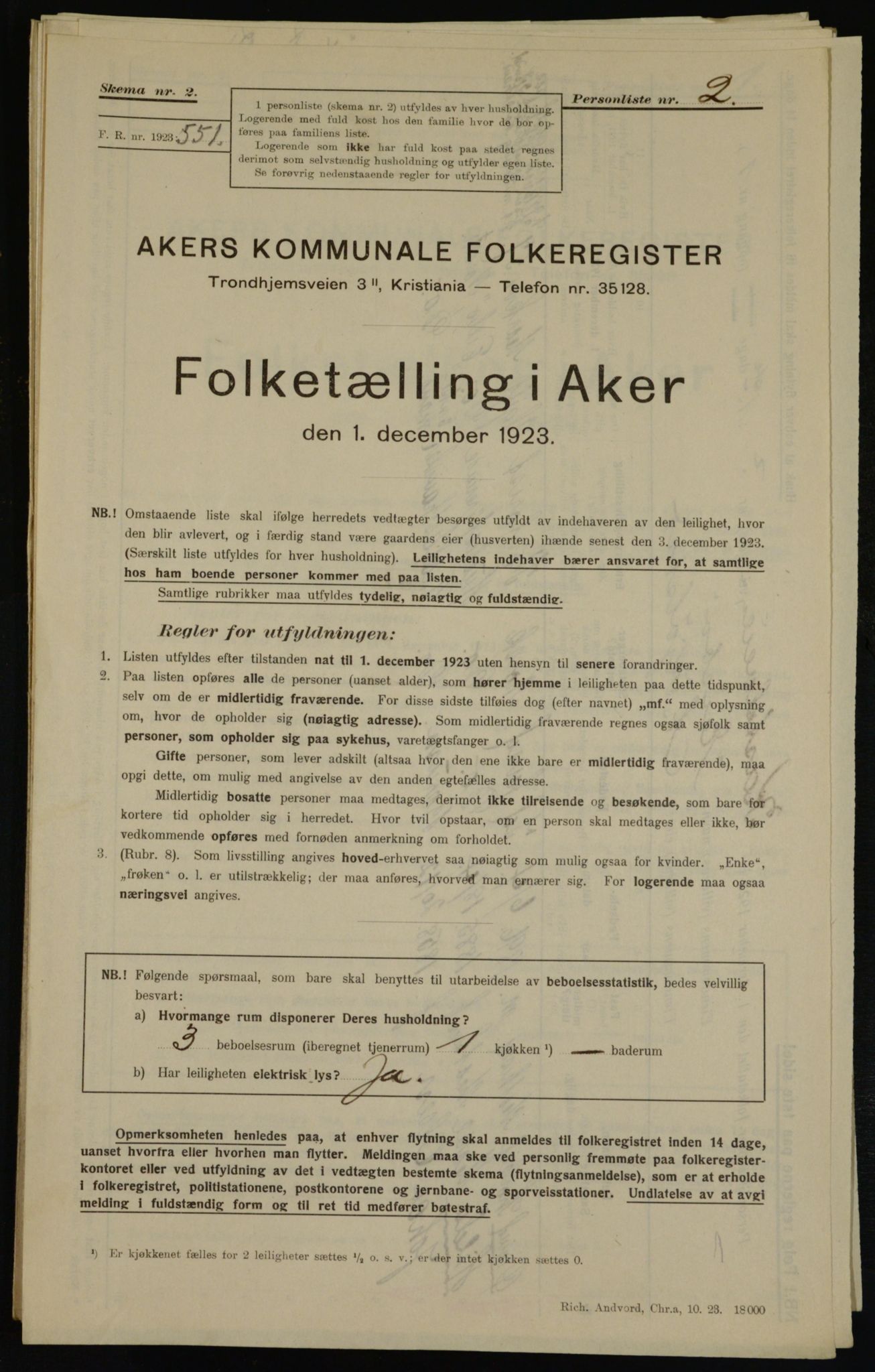 , Municipal Census 1923 for Aker, 1923, p. 39989