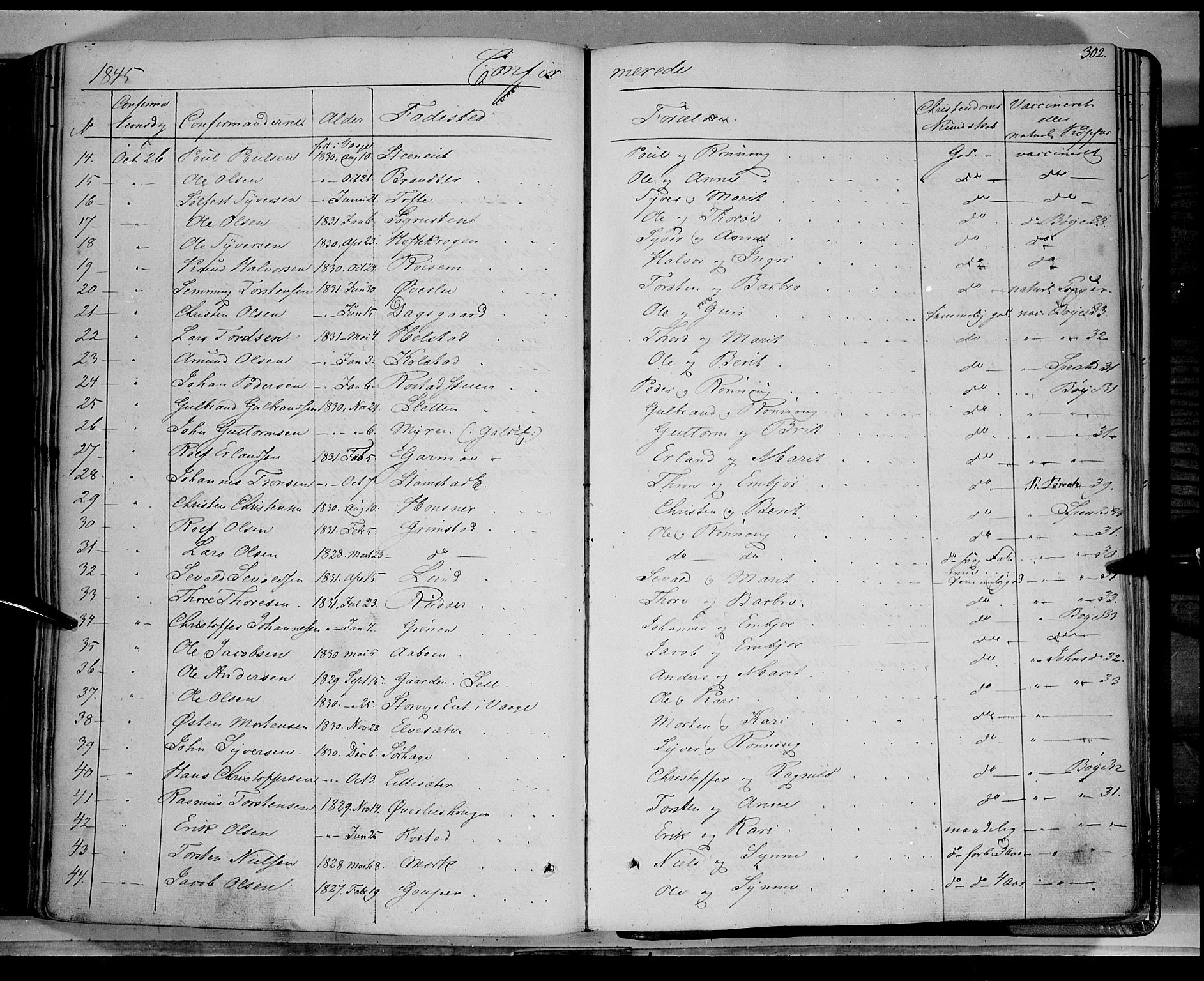 Lom prestekontor, SAH/PREST-070/K/L0006: Parish register (official) no. 6A, 1837-1863, p. 302