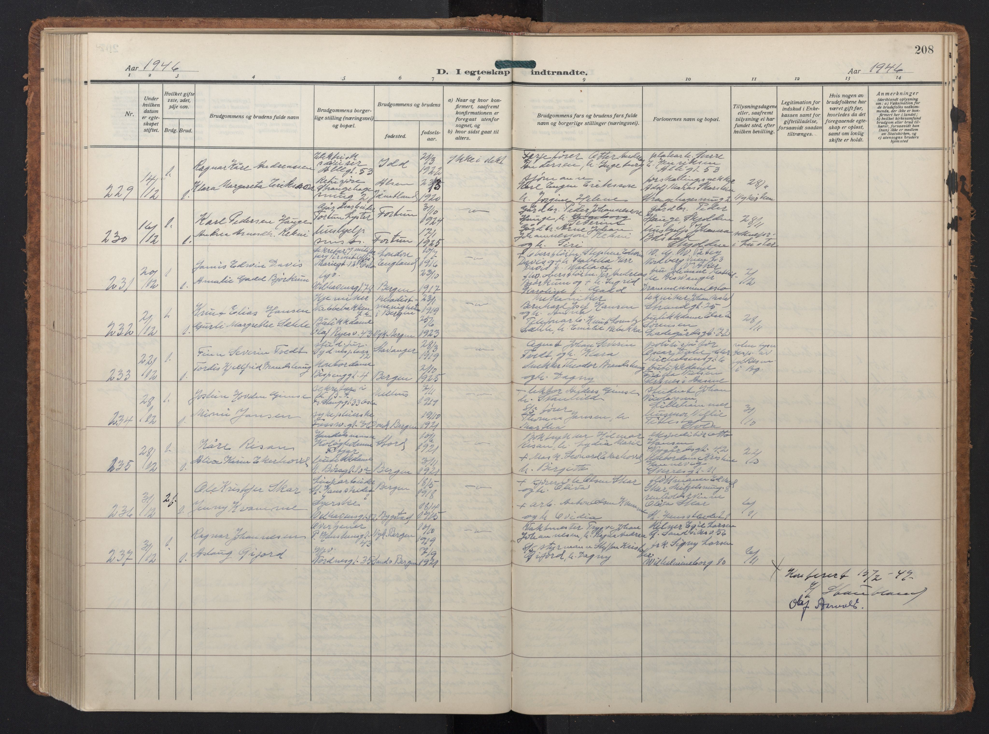 Johanneskirken sokneprestembete, AV/SAB-A-76001/H/Hab: Parish register (copy) no. C 3, 1929-1949, p. 207b-208a