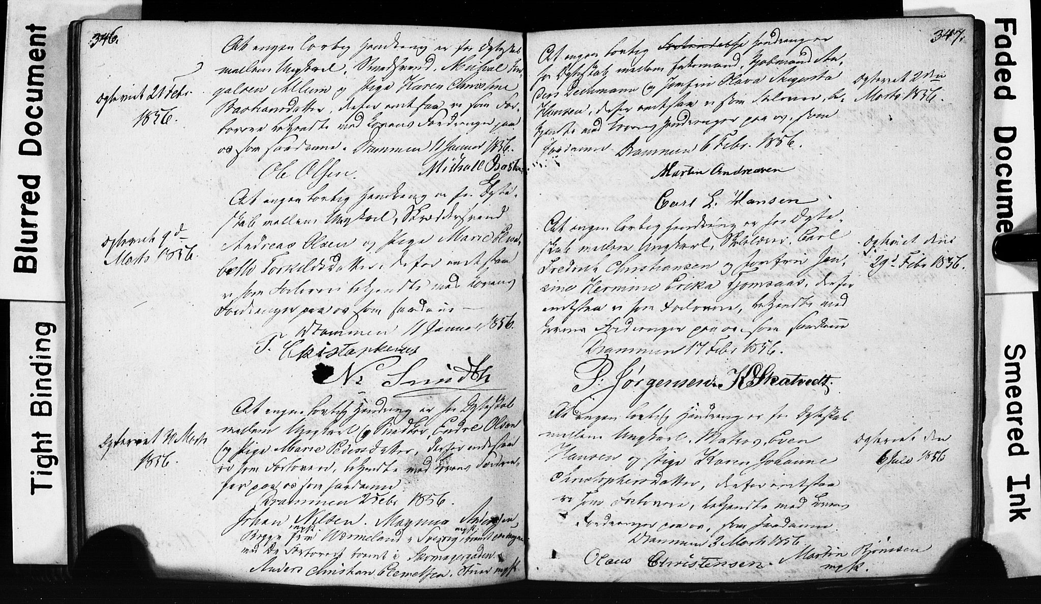 Strømsø kirkebøker, AV/SAKO-A-246/H/Hb/L0002: Best man's statements no. 2, 1815-1857, p. 346-347