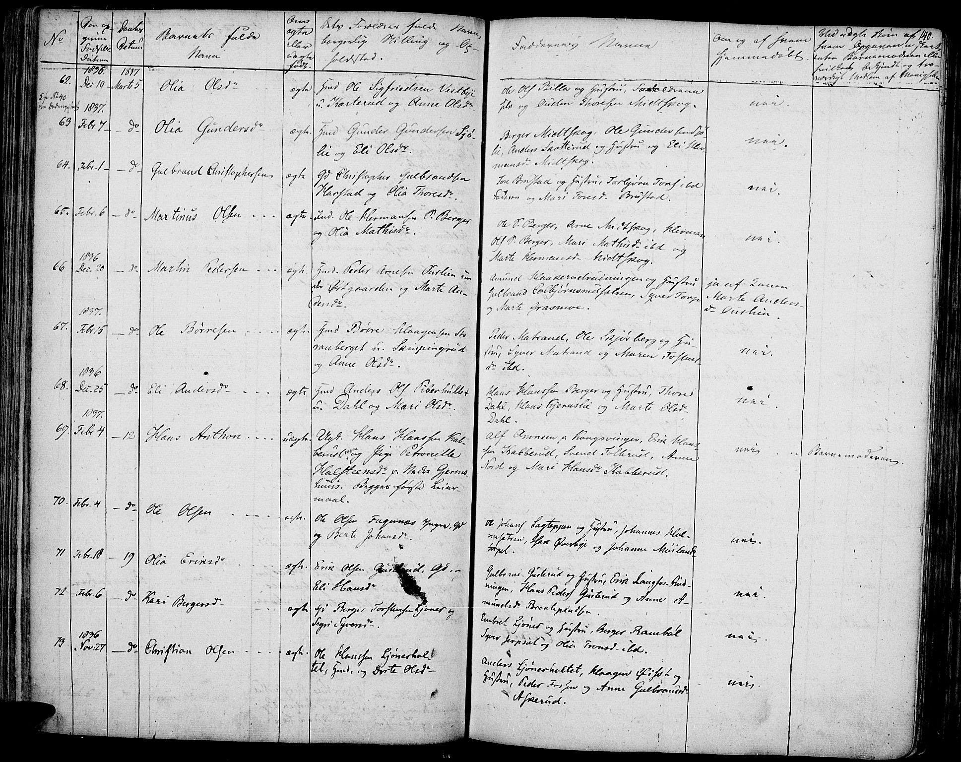 Vinger prestekontor, AV/SAH-PREST-024/H/Ha/Haa/L0007: Parish register (official) no. 7, 1826-1839, p. 140